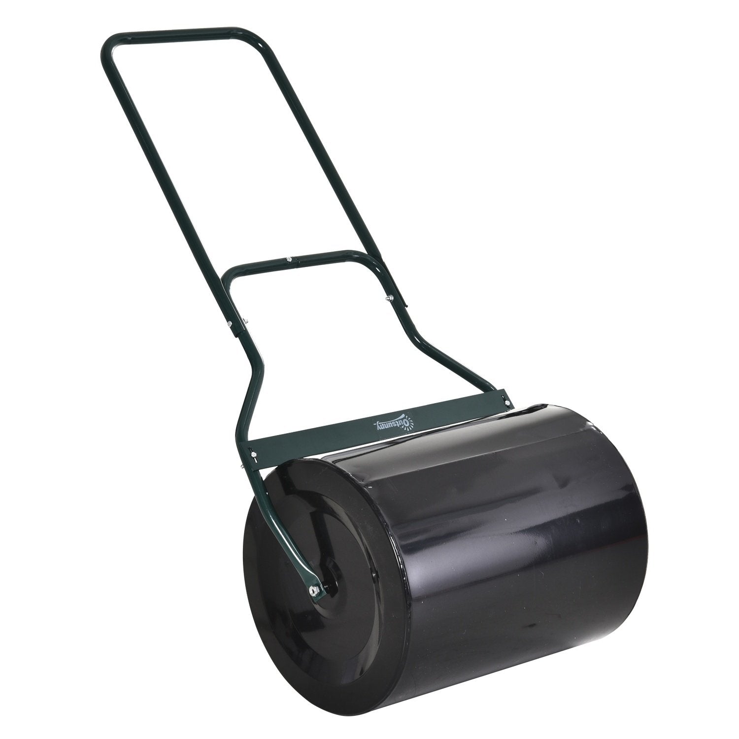 U-Handtag Lawn Roller Garden Roller 40Cm Diameter 60L Vatten/Sand Fyll Metall Svart 57 X 40 X 123Cm