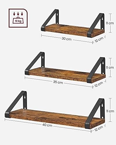 Rustikke vegghyller Sett med 3 - Enkel montering, slitesterk design