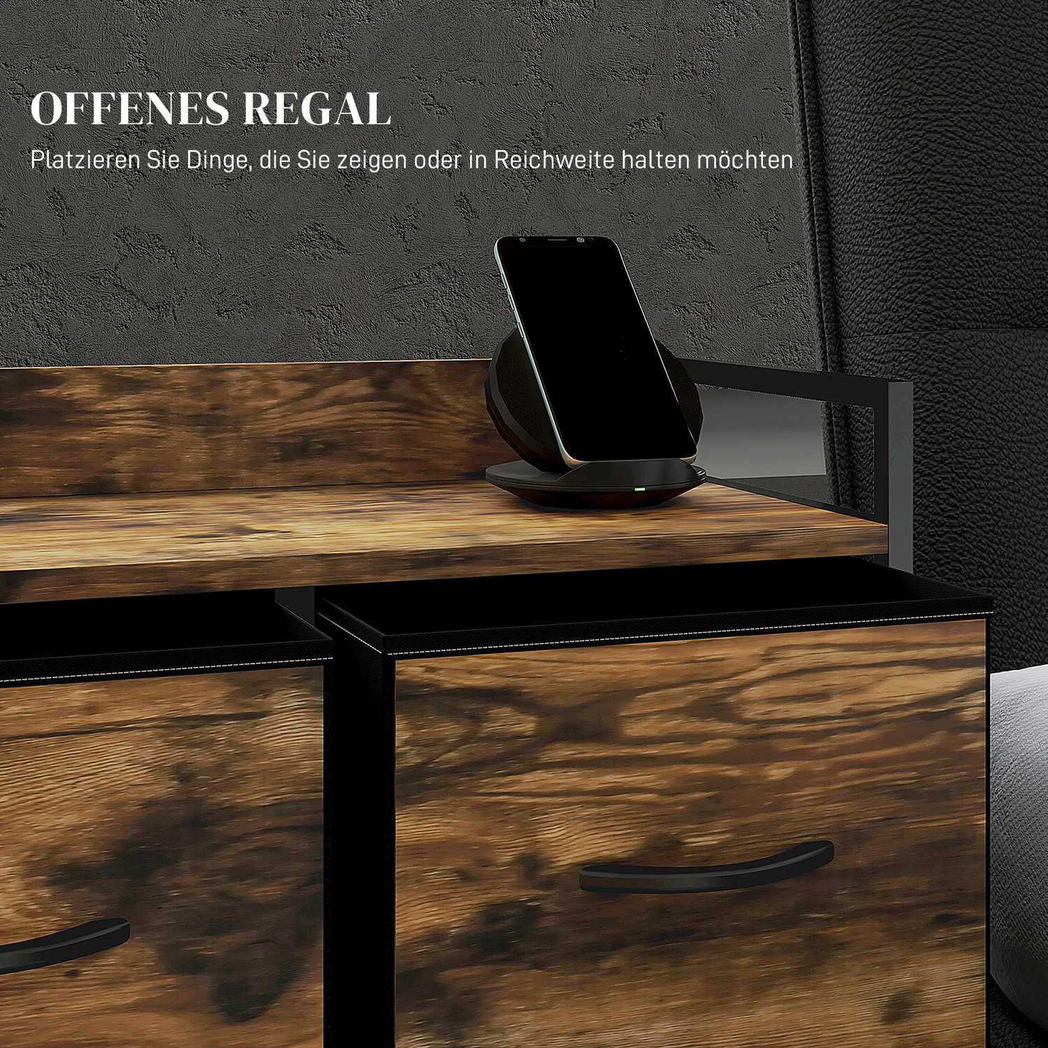 Rustik brun tygbyrå med 5 lådor – industriell förvaring