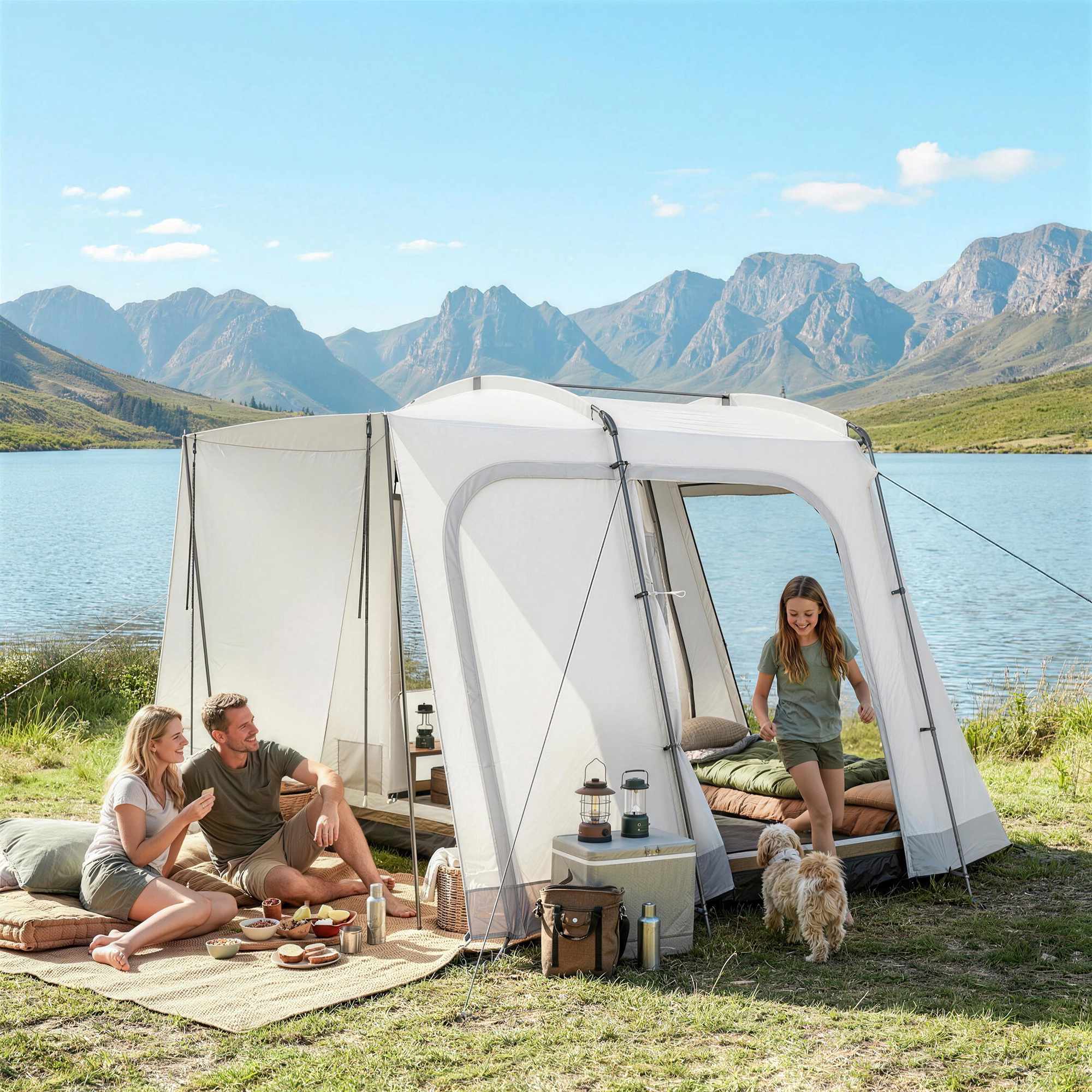 SUV campingtält, 4 personer, 4 dörrar, vattentätt 3000 mm