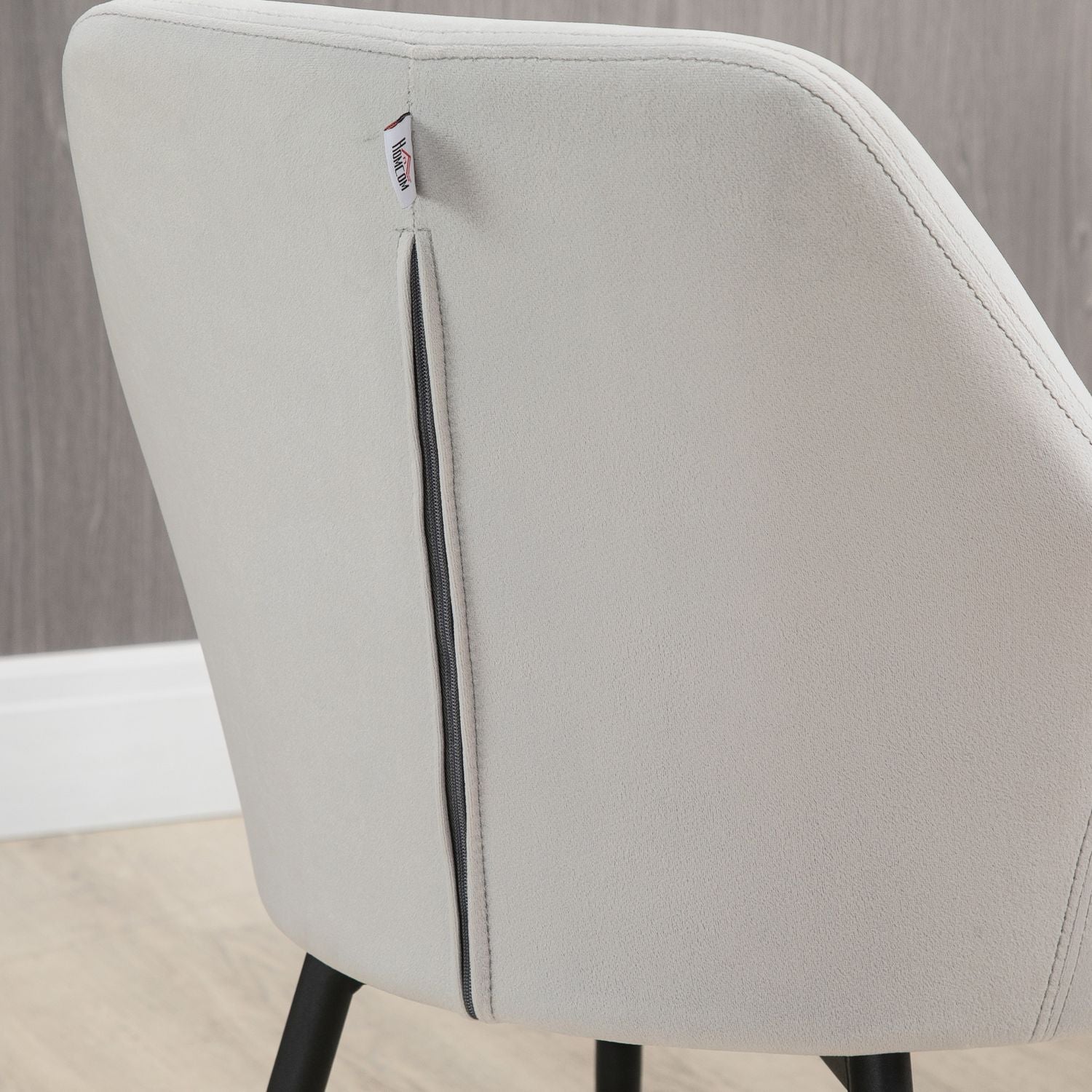 Sammetsklädda matstolar, set om 2, ljusgrå