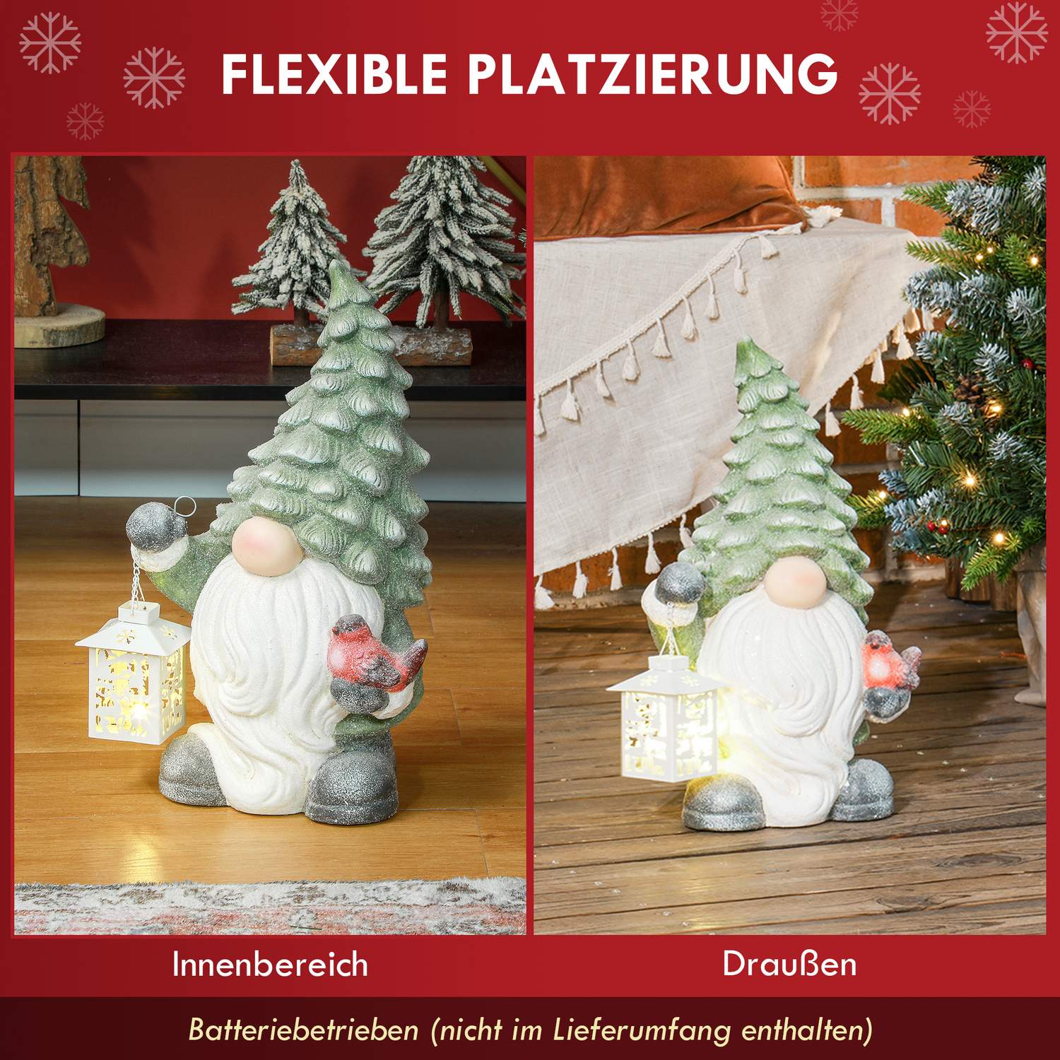 Santa Claus Christmas Staty, LED Lit, 42 cm, Inomhus/Utomhus