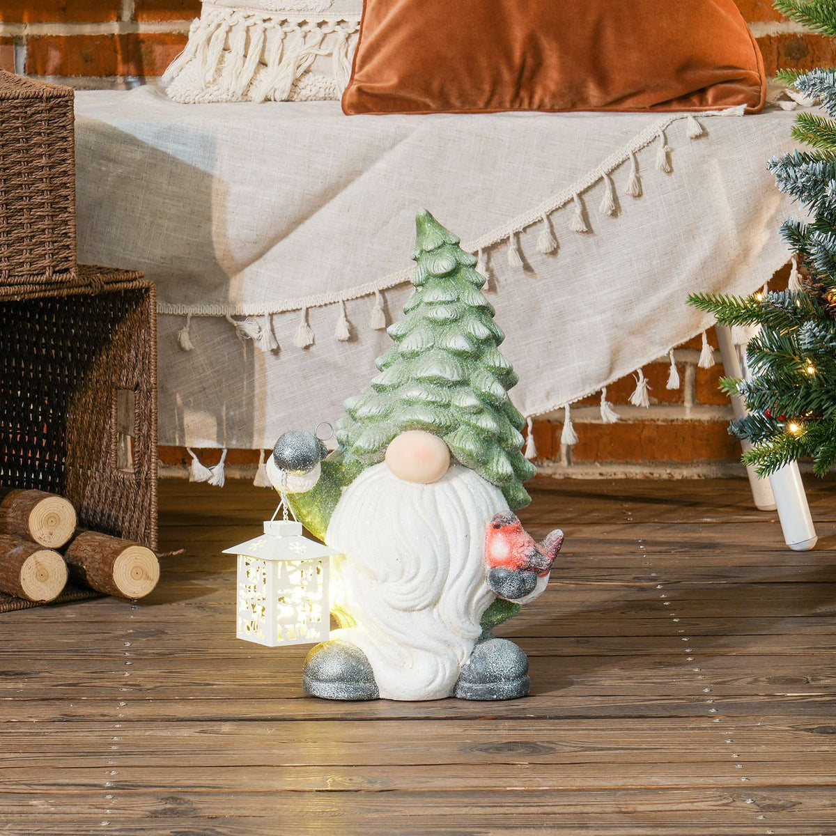 Tomtestat שב Santa Claus Christmas, LED-belyst, 42 cm, för inomhus- och utomhusbruk