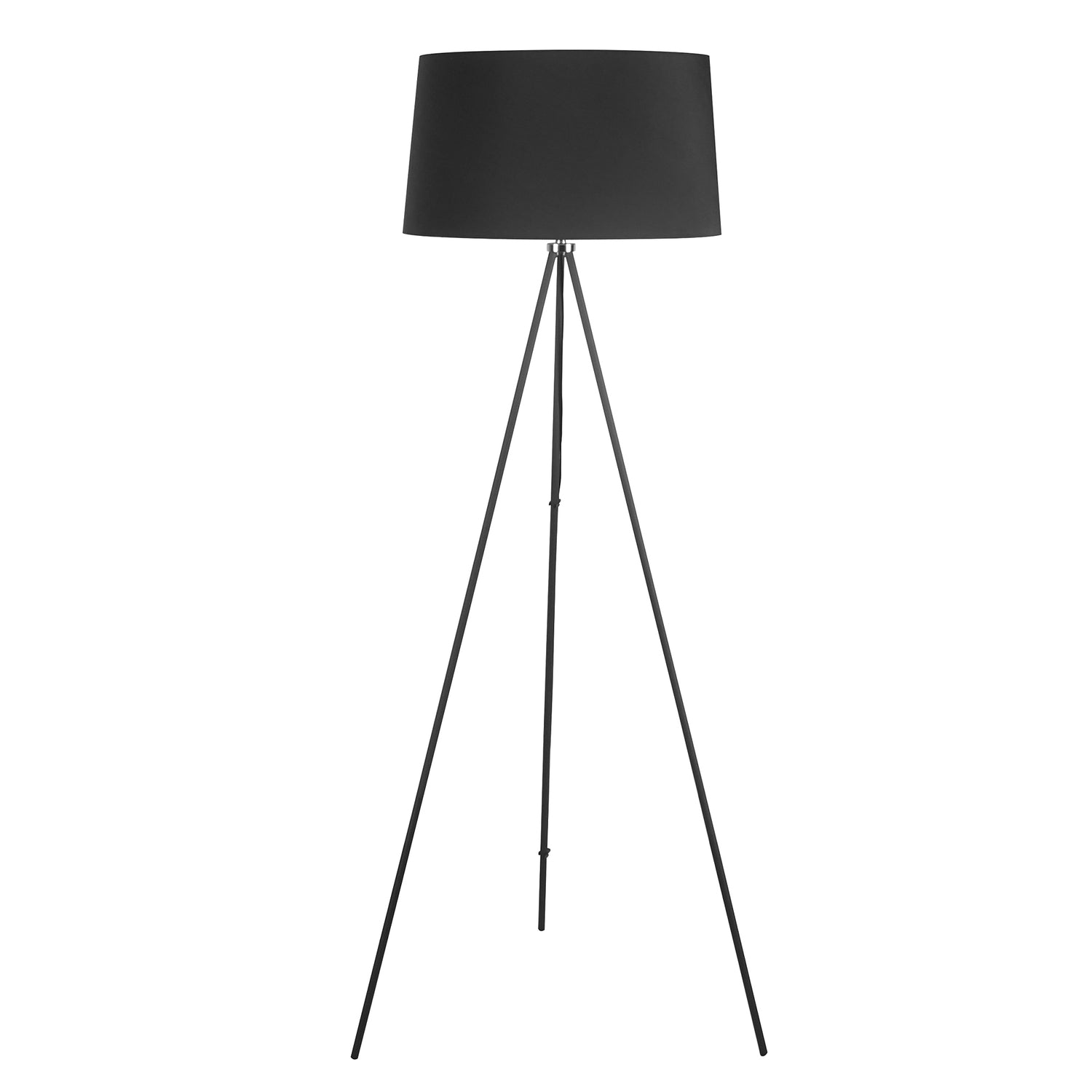 Scandinavian Black Tripod Golvlampa – Tyg & Metall, 73x156cm