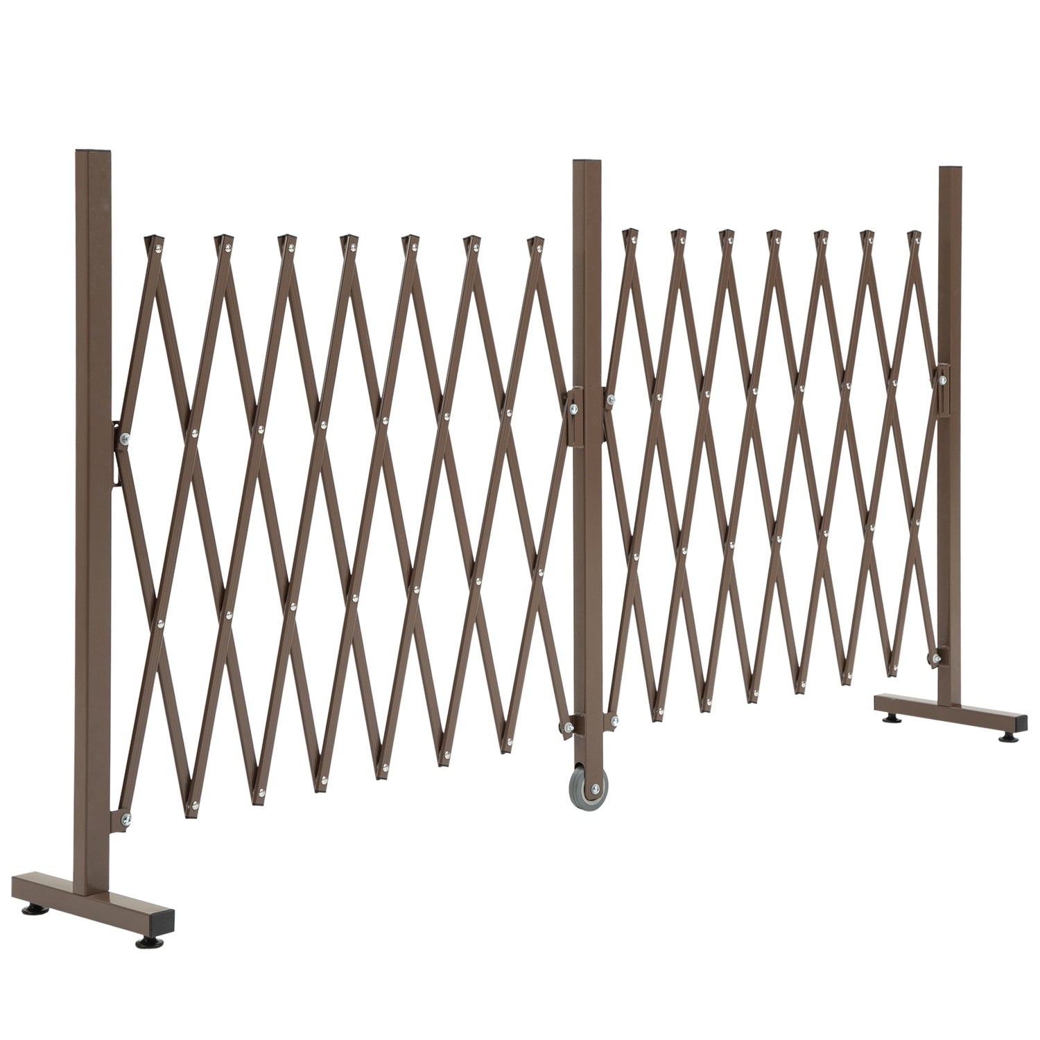 Expanderbar trädgårdsbarriär i aluminium, brun, 52-405 cm