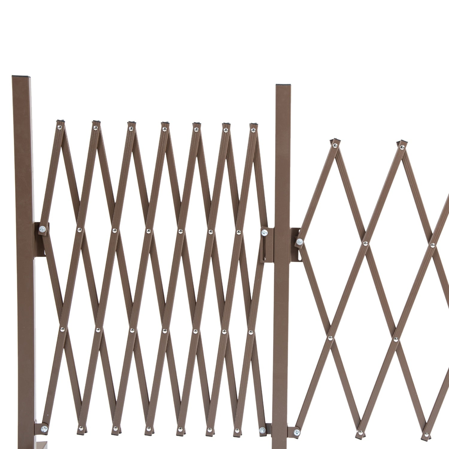 Expanderbar trädgårdsbarriär i aluminium, brun, 52-405 cm