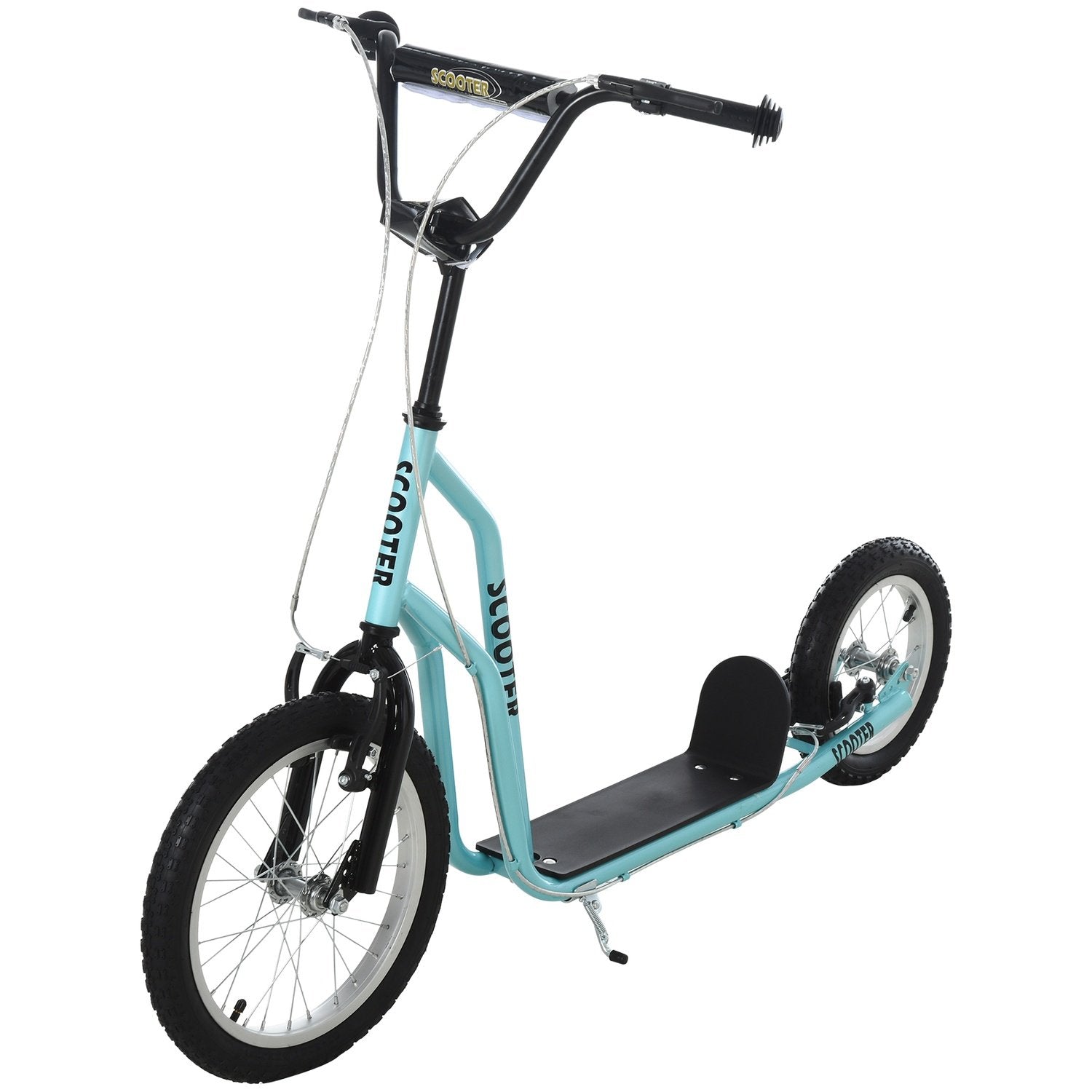 Scooter Barnescooter Fra 5 år, Kickboard med luftdekk 16/12 tommer, blå, 135 X 58 X 88-94 Cm