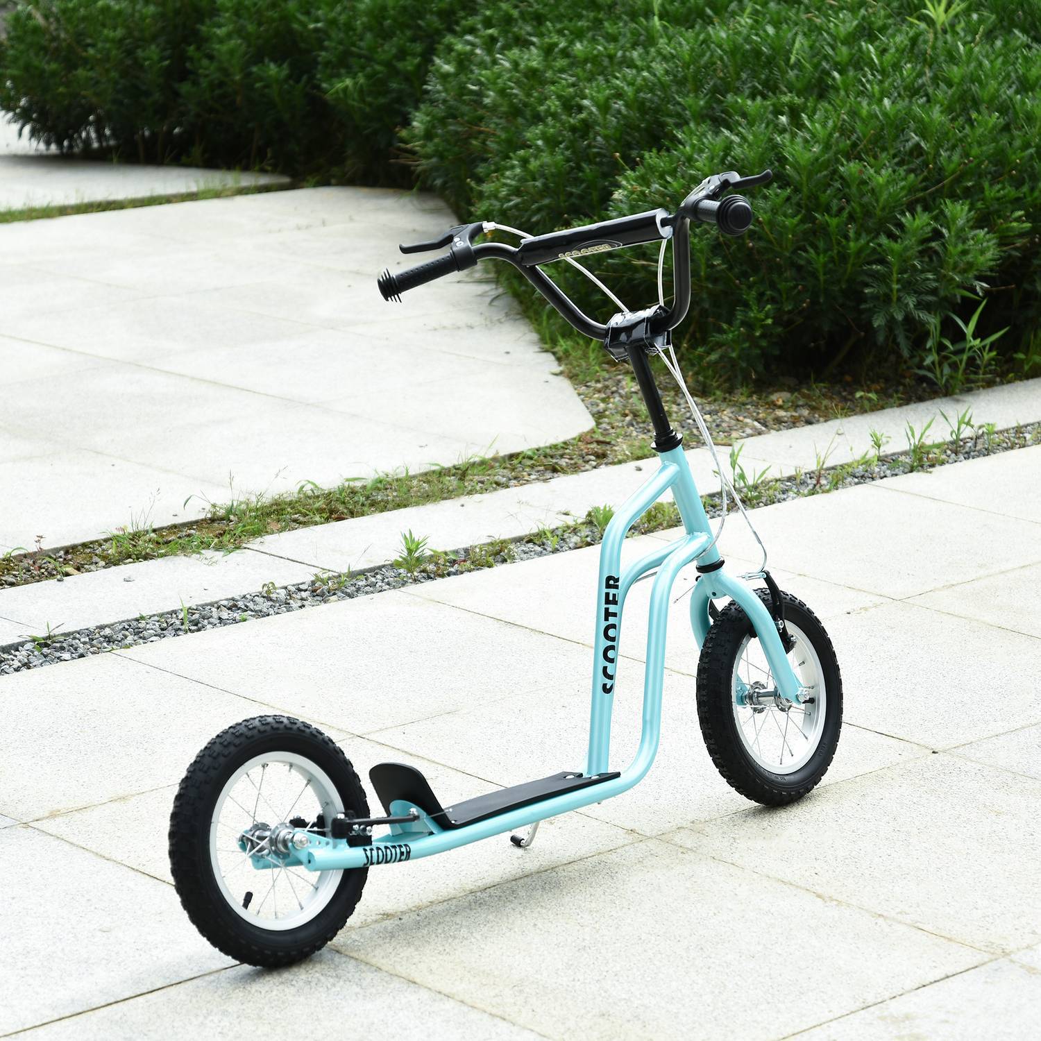 Scooter Kick Scooter Barnskoter City Scooter Kickboard Med Pneumatiska Däck 12 Tum, Från 5 År, Blå, 120X58X75-80Cm