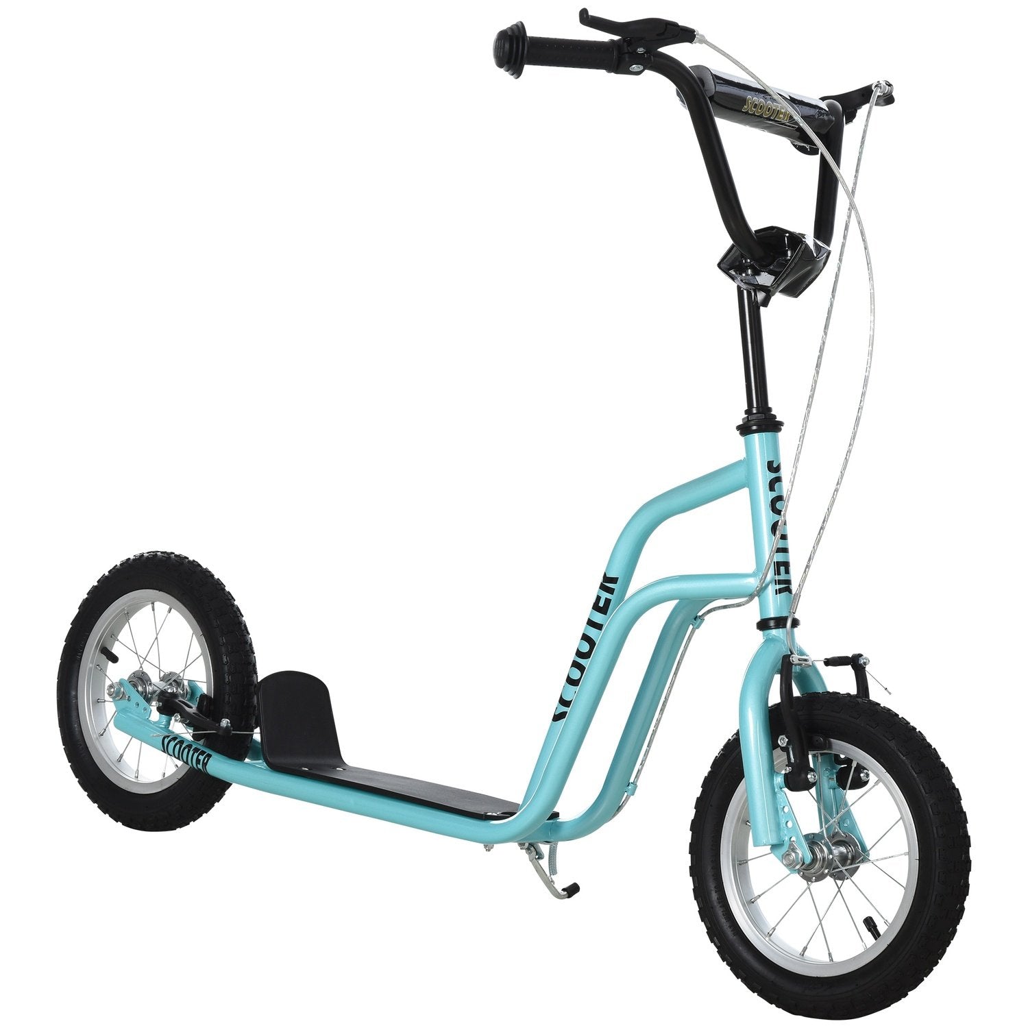 Scooter Kick Scooter Barnskoter City Scooter Kickboard Med Pneumatiska Däck 12 Tum, Från 5 År, Blå, 120X58X75-80Cm