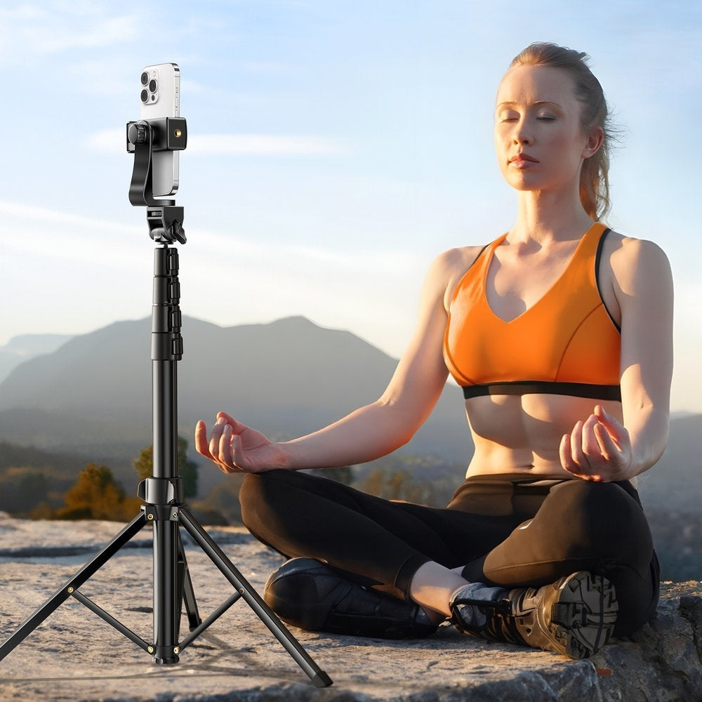 Selfiestick med stativ och Bluetooth-fjärrkontroll lång selfiestick 1,8m svart