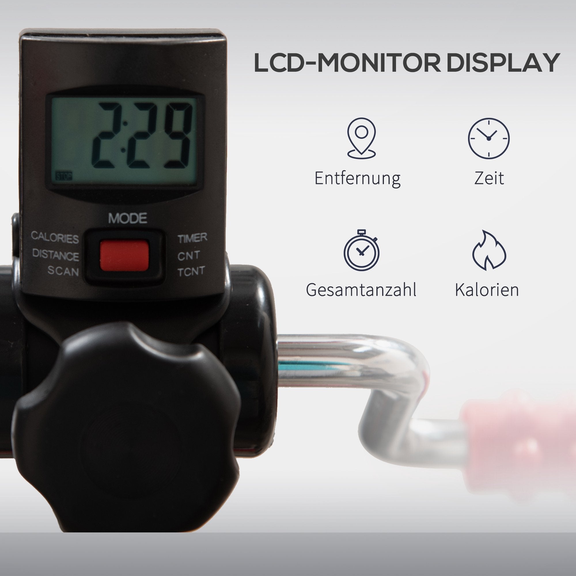 Seniormotionscykel med LCD-skärm och massagerullar