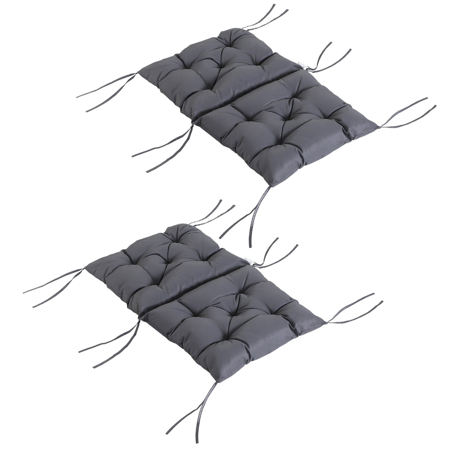 Set med 2 gråa sittdynor för trädgårdsstol med låg rygg