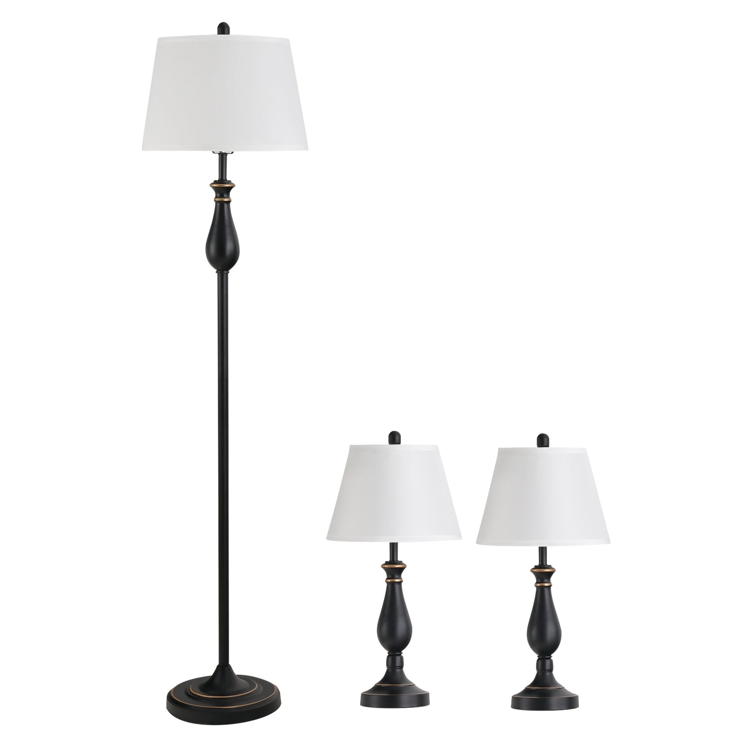 Vintage bords- och golvlampsset, metallfot, E27-lampor