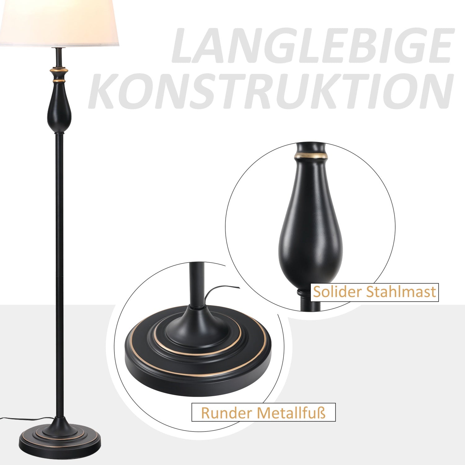 Vintage bords- och golvlampsset, metallfot, E27-lampor