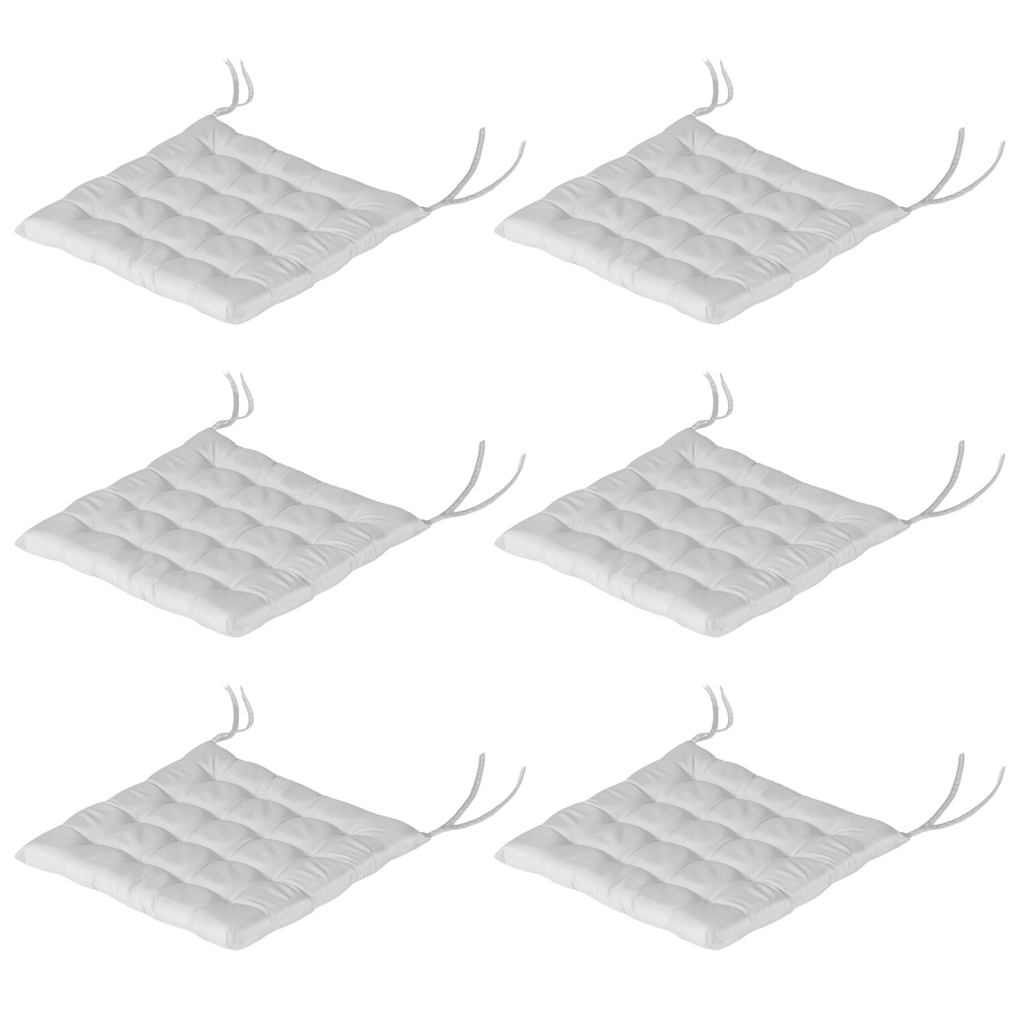 Ljusgrå sittdynor med knytband – Set om 6, 40x40 cm