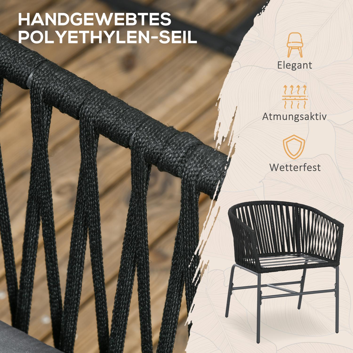 Set med 2 Boho trädgårdsstolar med kuddar, metallram