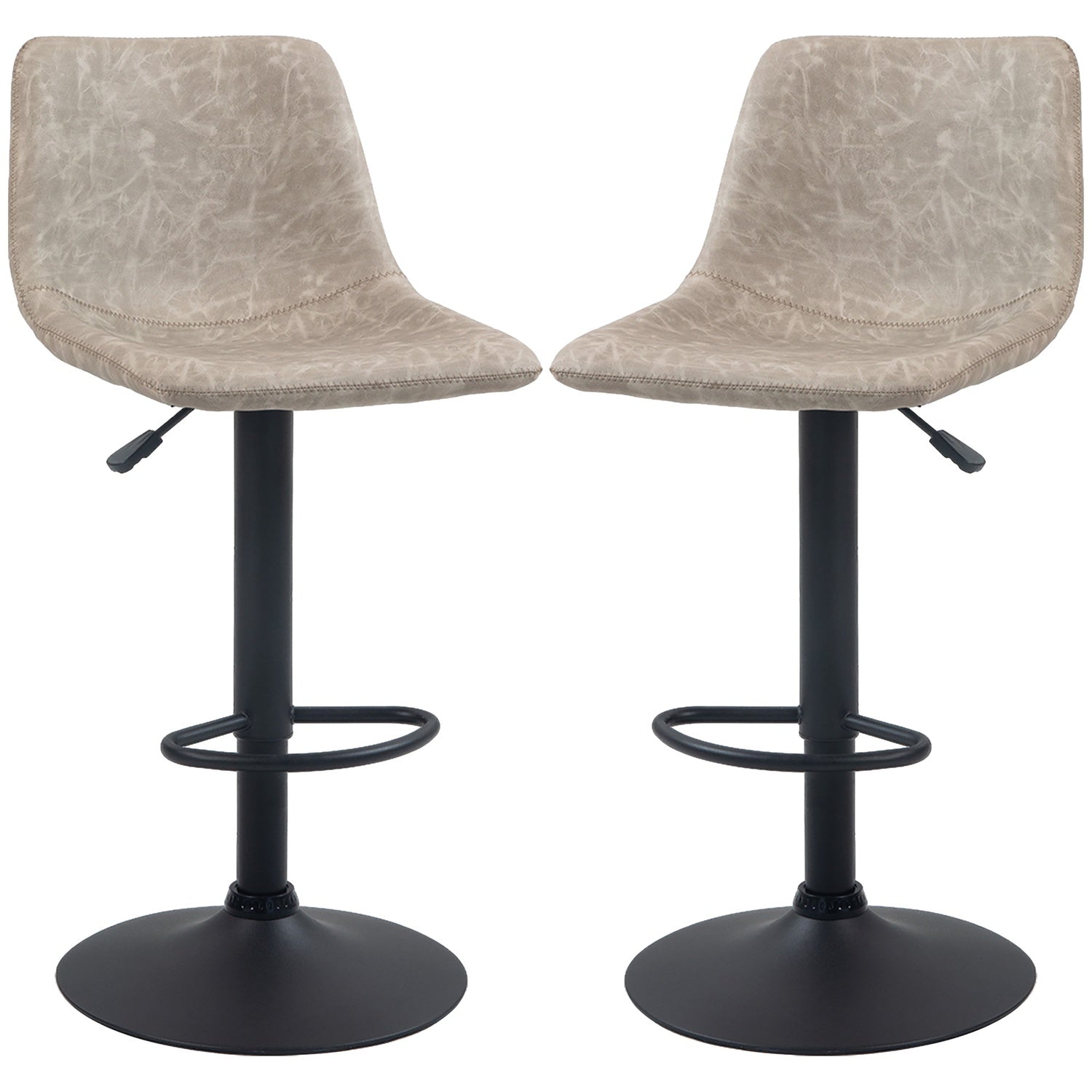 Höjdjusterbara beige vridbara barstolar i konstläder, set om 2
