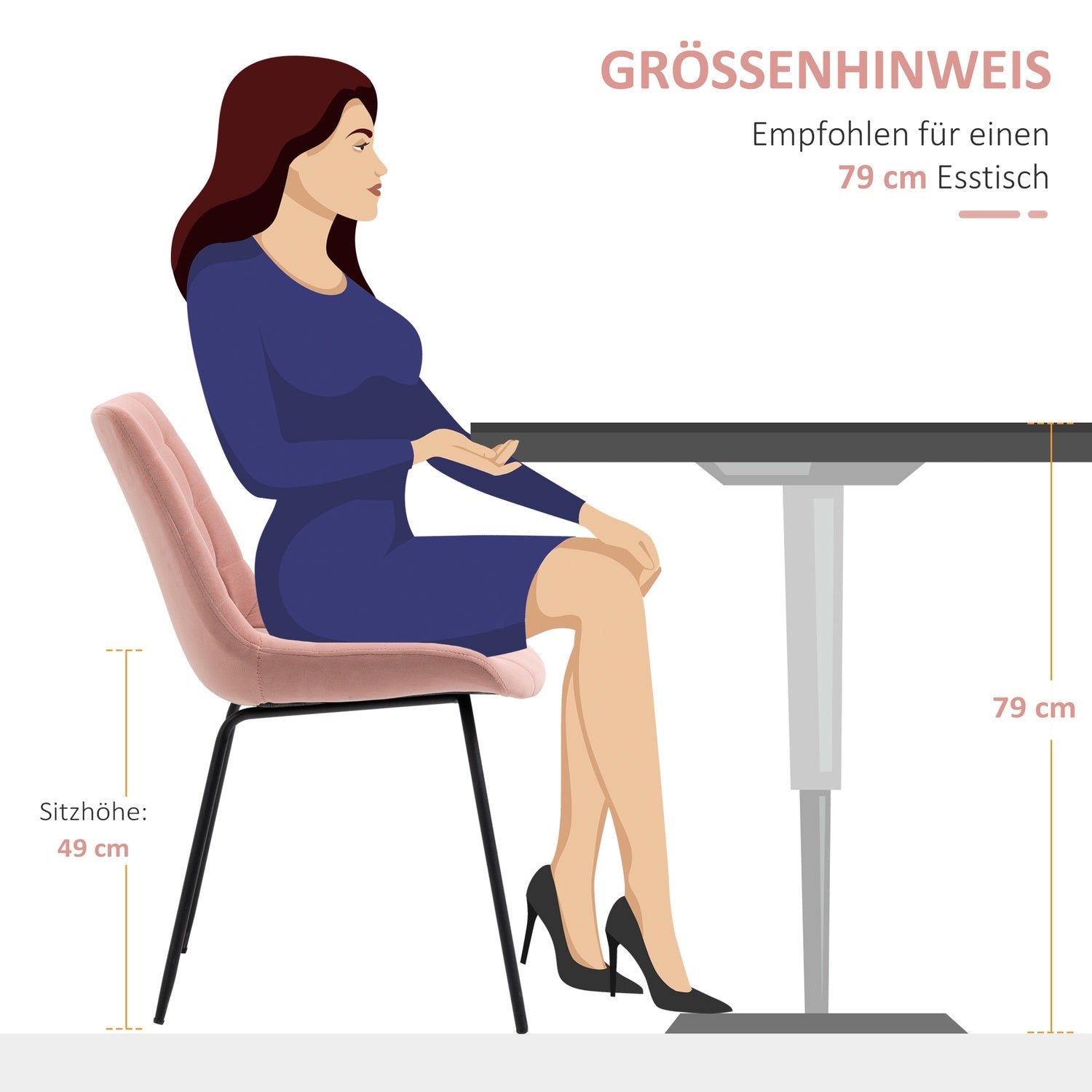 Set med 2 matstolar i sammet, rosa, retrodesign, stålben