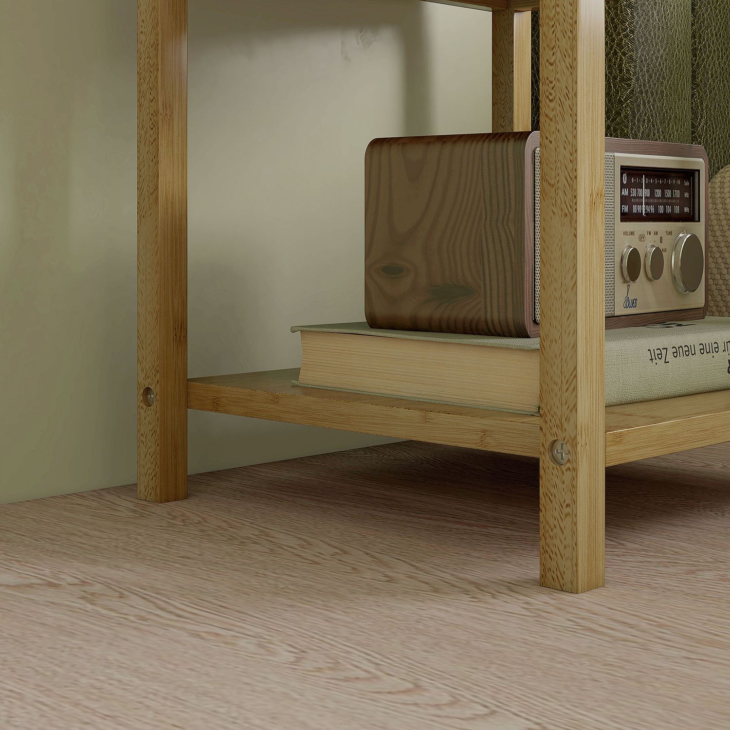 Set med 2 sängbord med låda och hylla, naturlig finish