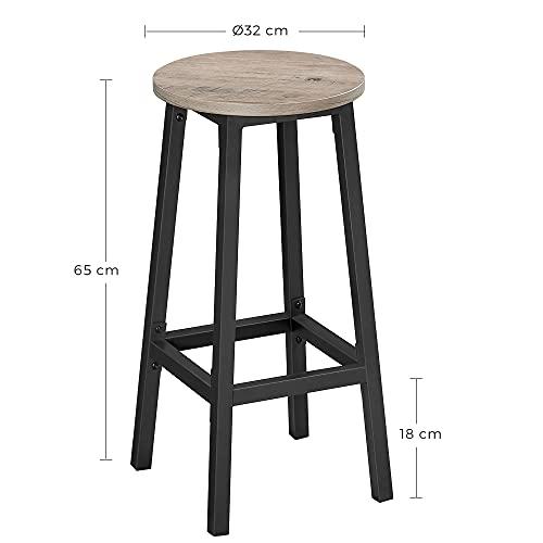 Sett med 2 industrielle runde barkrakker, 32x65cm, enkel montering