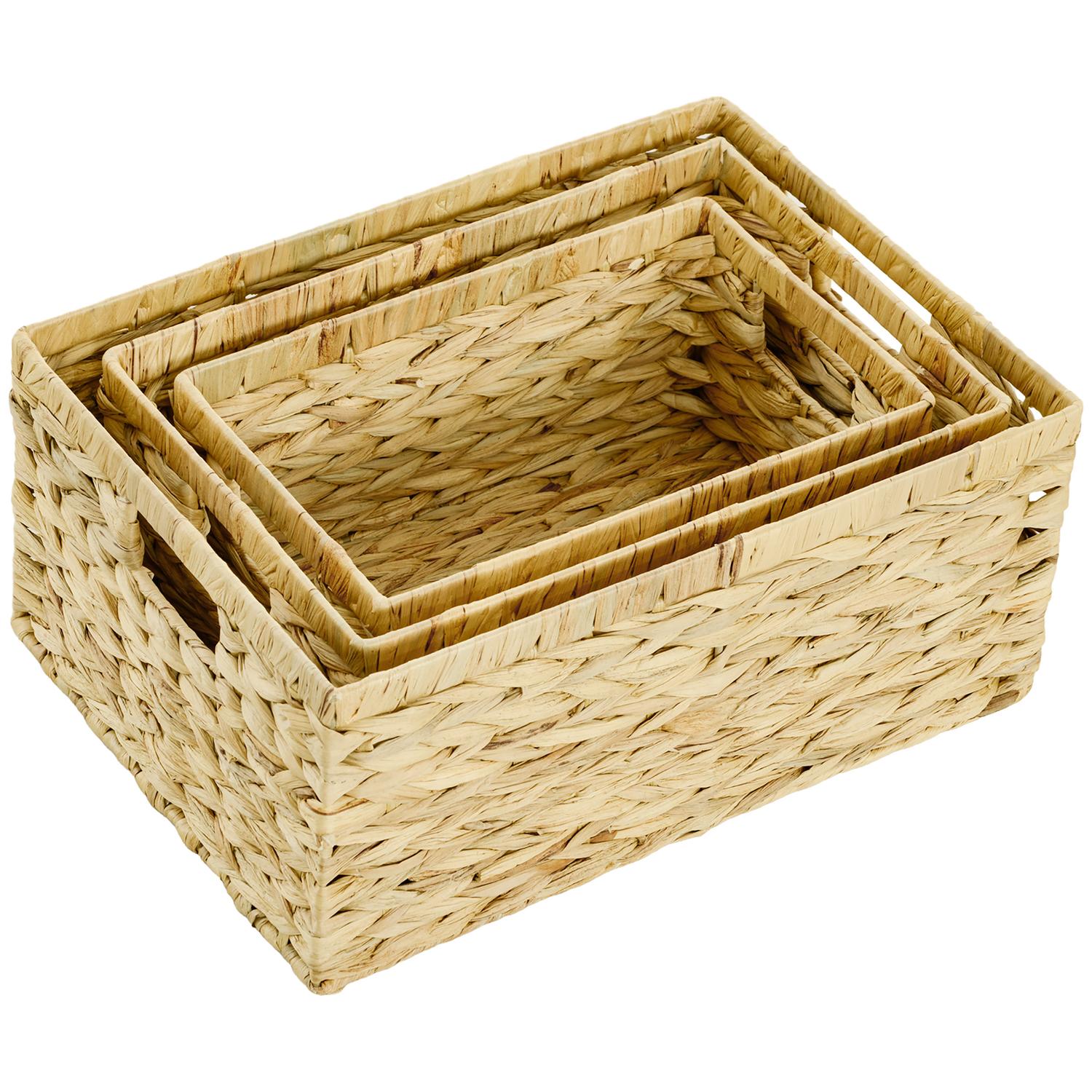 Vävda förvaringskorgar för vattenhyacint, set om 3, 40x30x18 cm