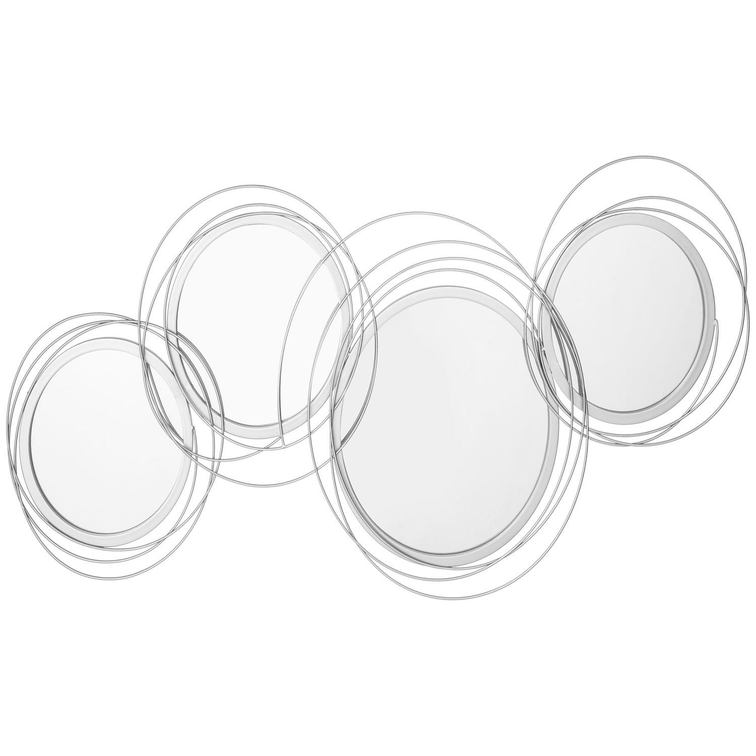 Set med 4 runda silverväggspeglar – Vardagsrumsinredning