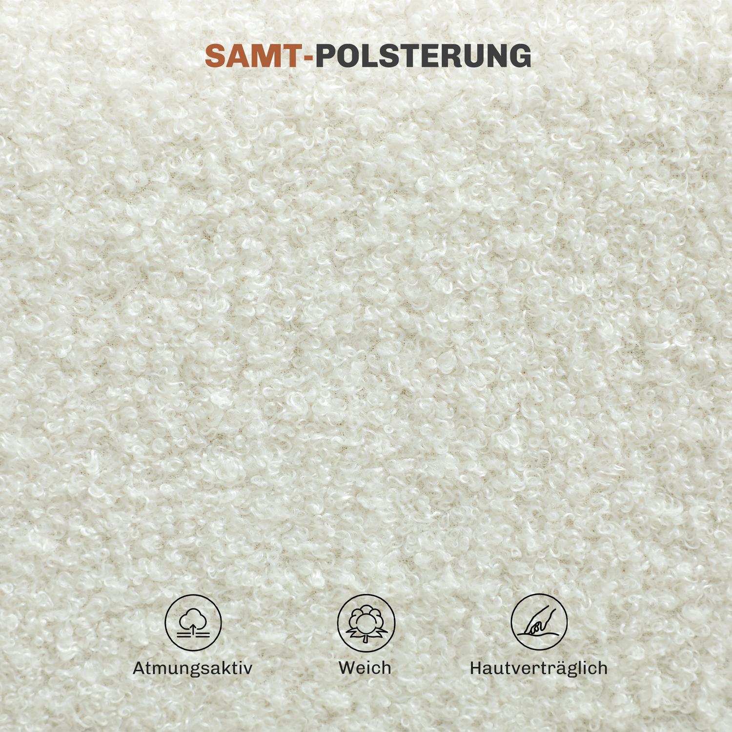 Set med 4 matstolar i vit sammetslook med ryggstöd