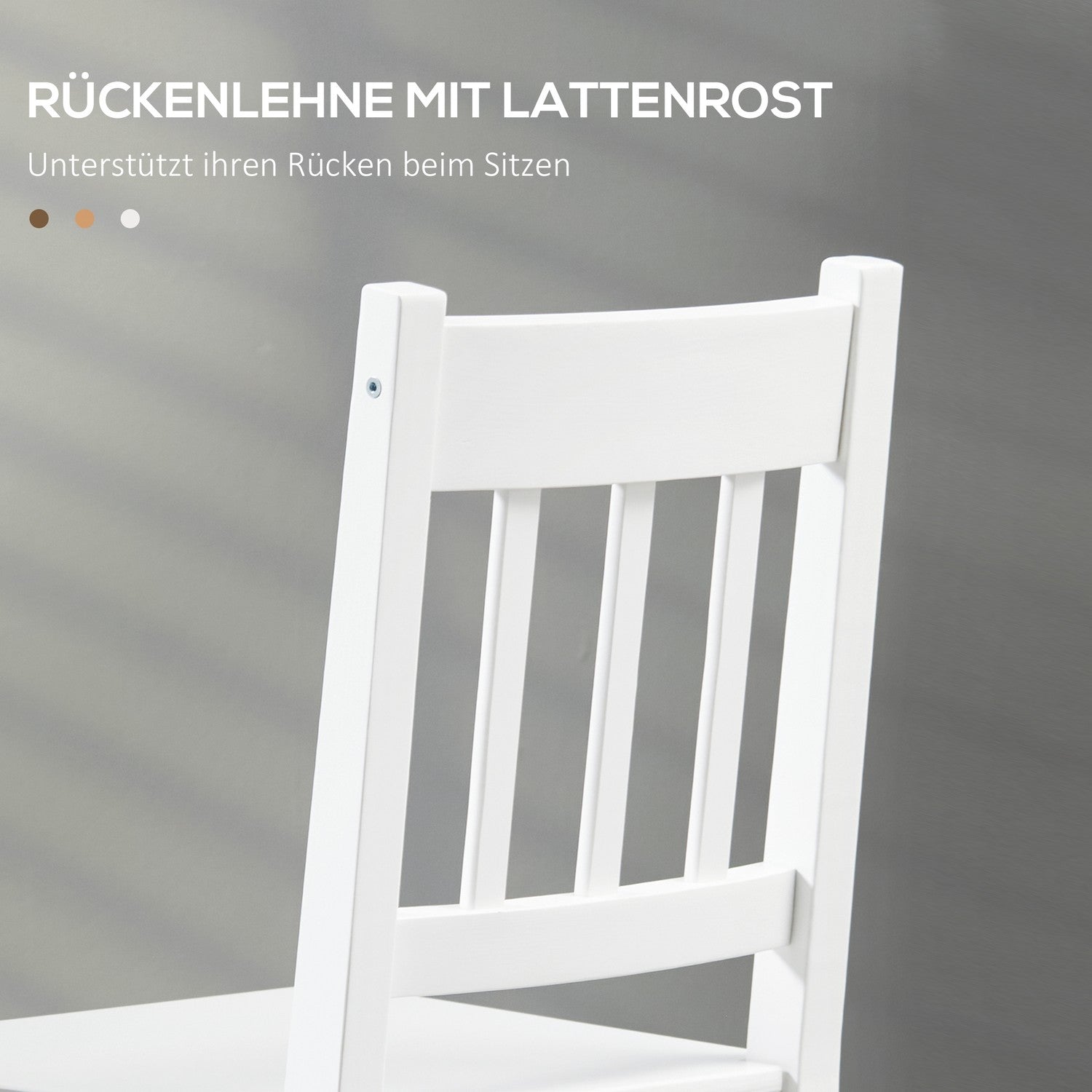 Set med 4 moderna matstolar, ryggstöd i vit furu