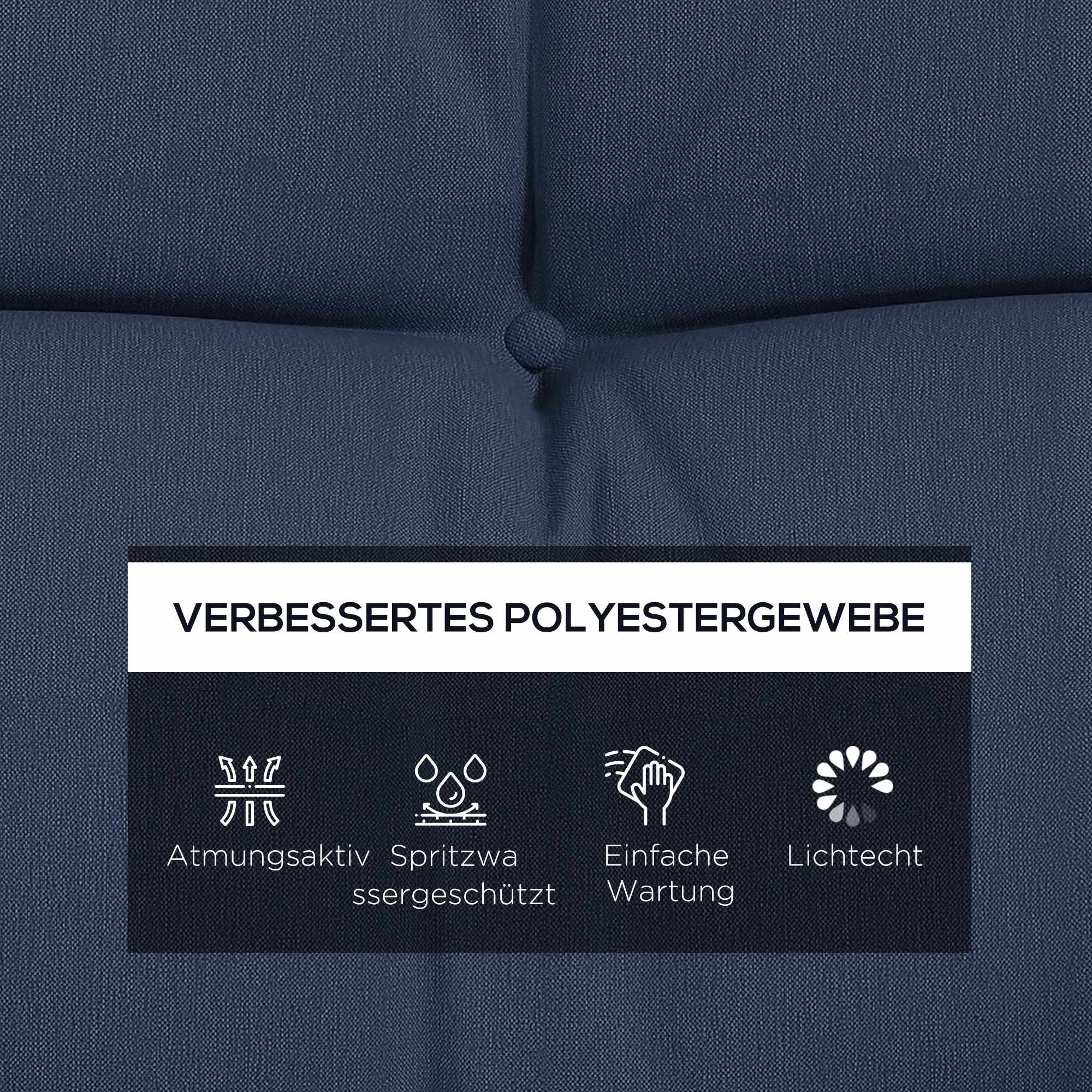 Set med dynor för utomhusstolar, 150x50 cm, vattenavvisande, marinblå
