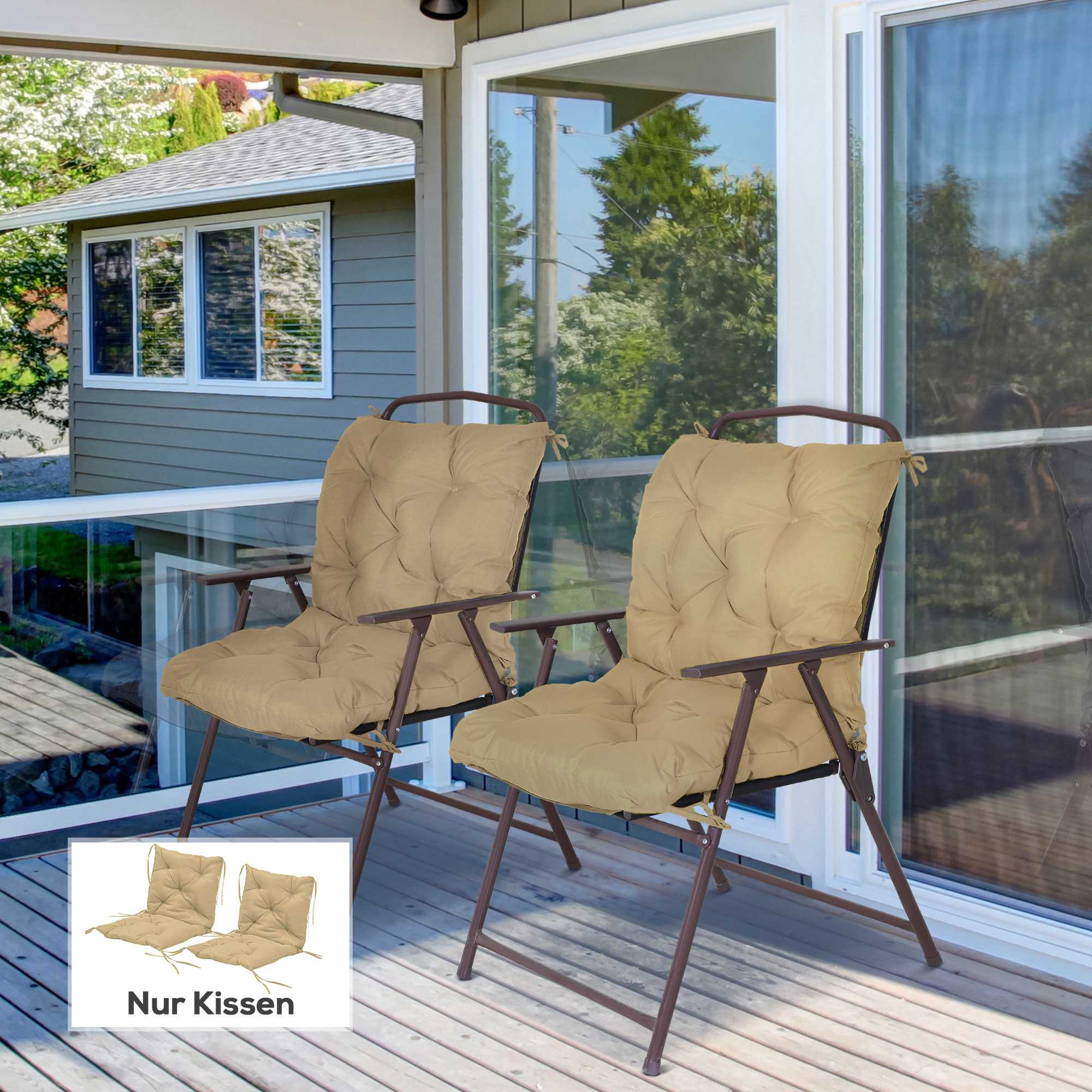 Set med dynor till utomhusstolar, 98x50 cm, kaki, 8 cm tjock
