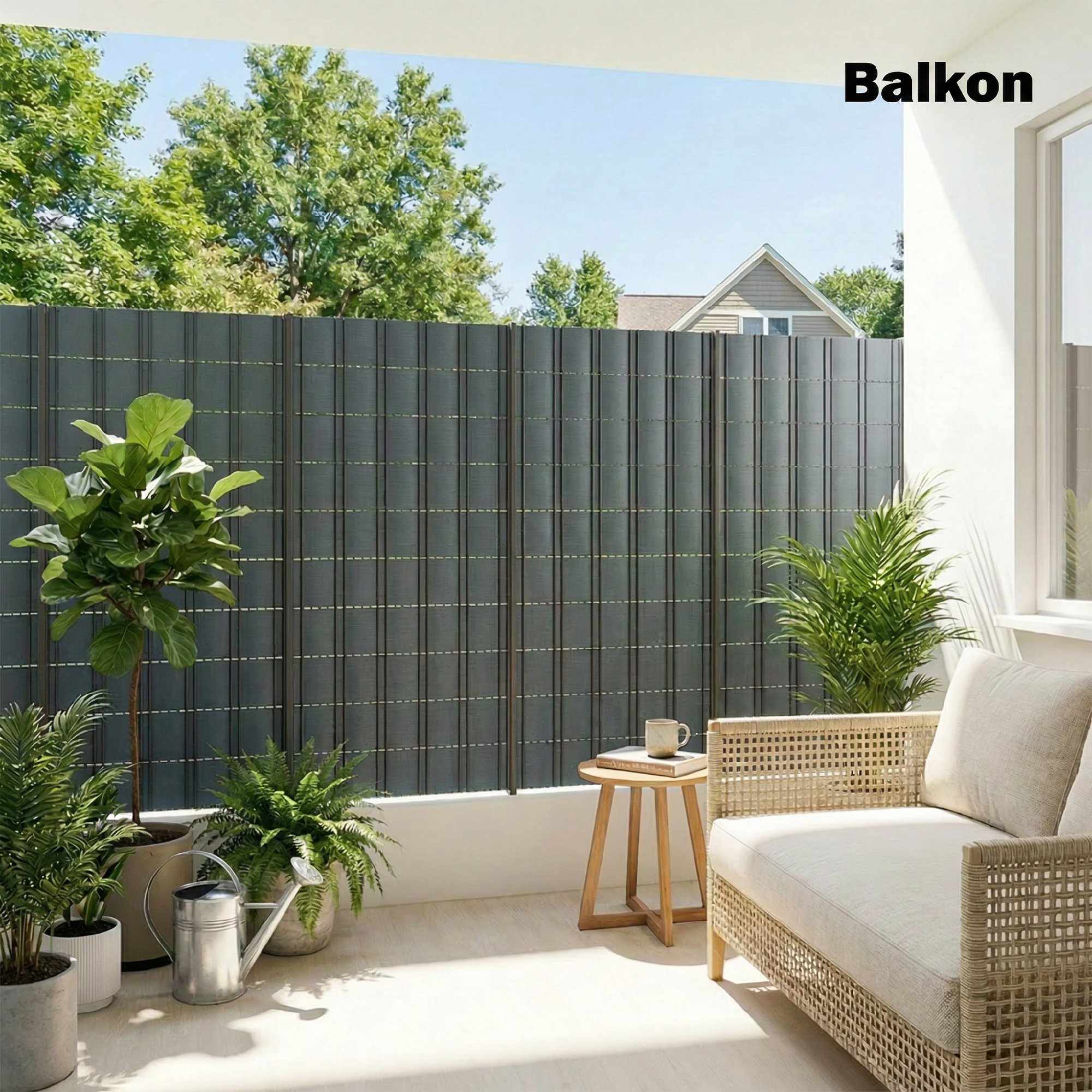 Set med insynsskyddande staketremsor, UV-resistenta, vattentäta, 35m x 19cm, grå