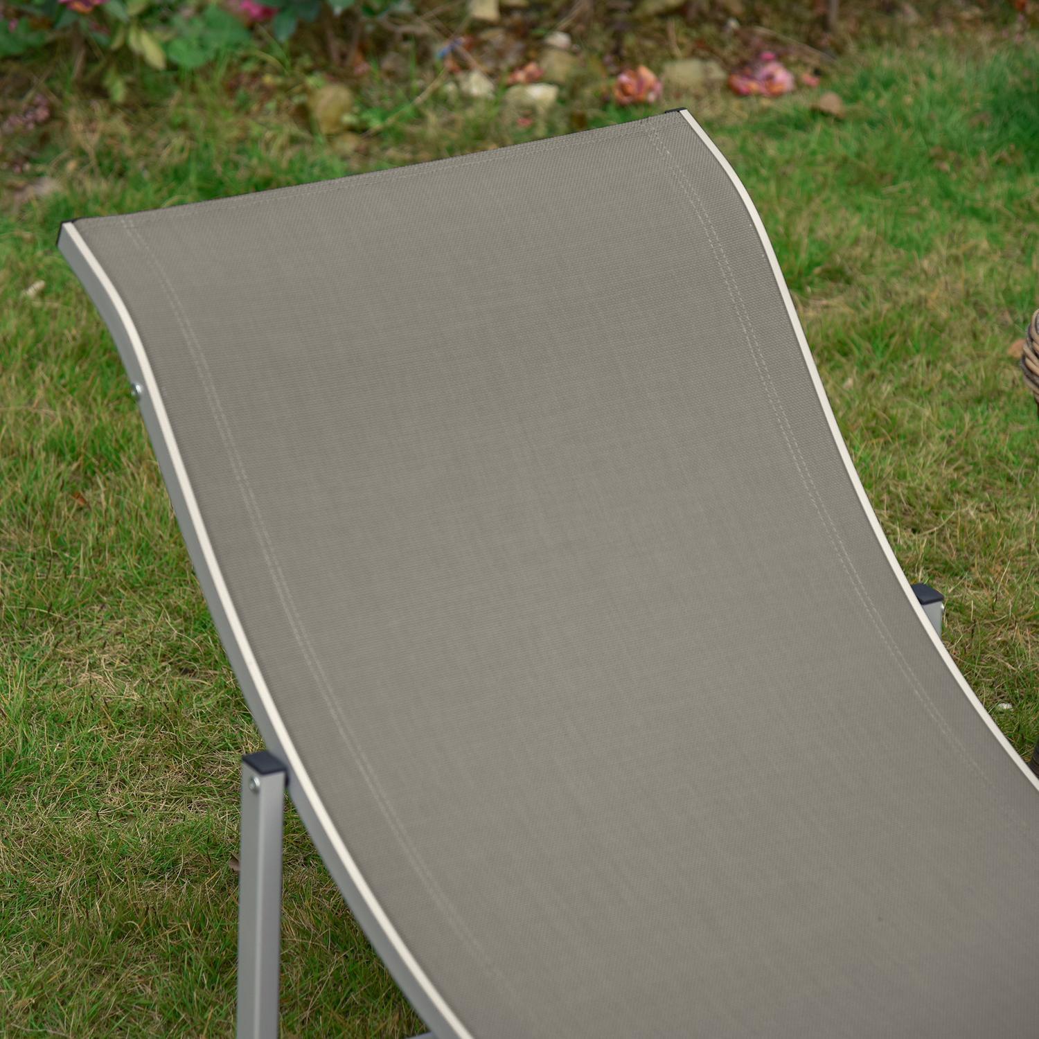 Sett med 2 fluktstoler Hagestoler Stoff Fluktstol Relax fluktstol Ergonomisk aluminium Tekstlinje Lys grå 165 X 61 X 63 Cm