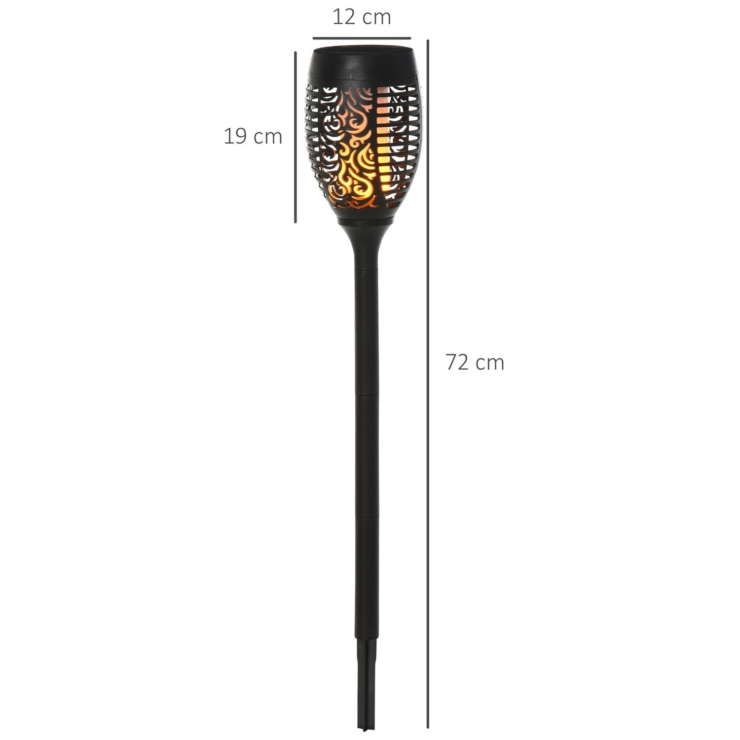 Solar Light Garden Solar lamper i sett med 4, 6-8H Belysningstid, Ip44 Vanntett, Plast, Svart, Ø12Xh72Cm