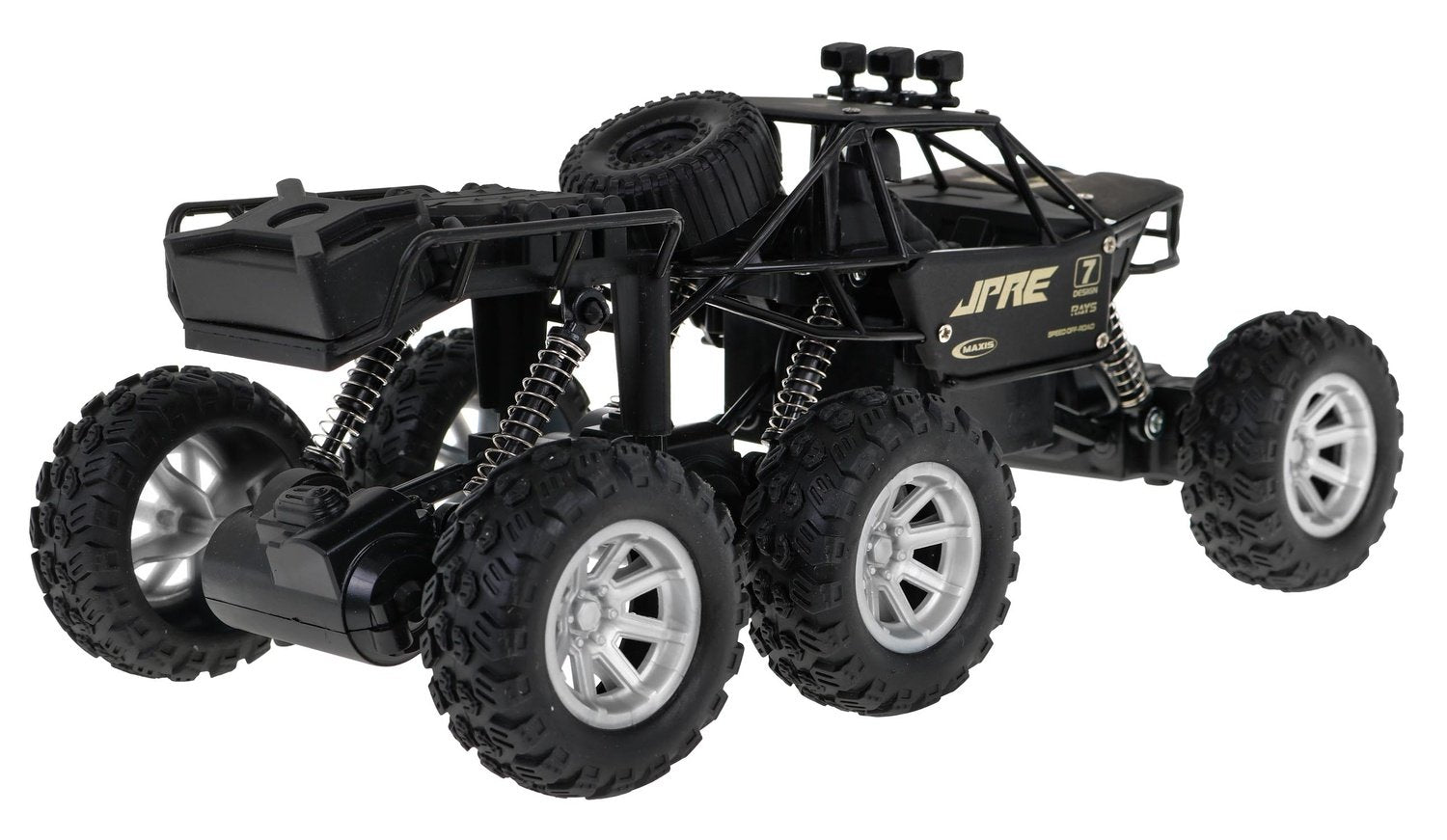 Sexhjulig off-road RC-bil med metallkaross och 4WD