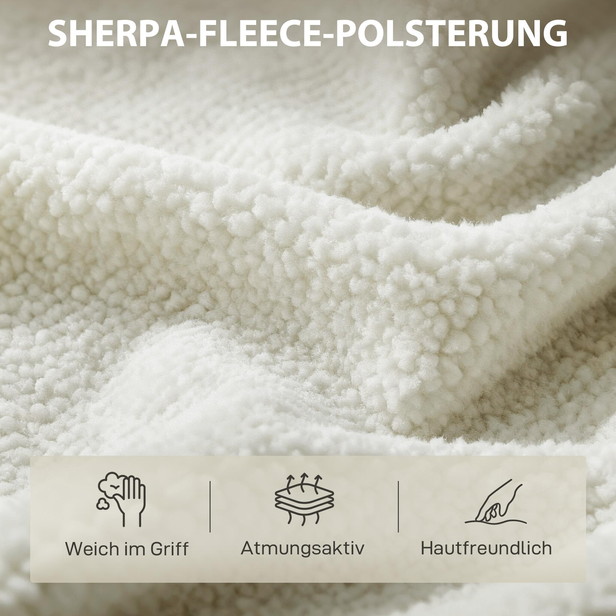 Sherpa-fleece fåtölj, metallben med träliknande utseende, krämvit