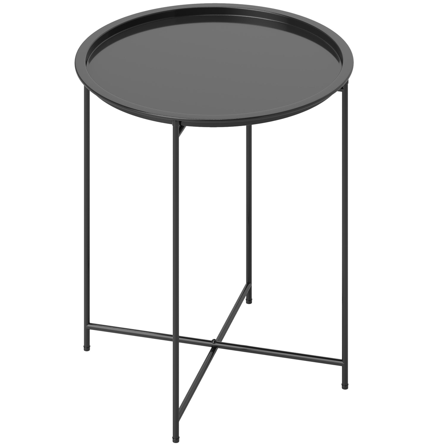 Runt svart hopfällbart bord, 46 x 50 cm – inomhus/utomhusbruk
