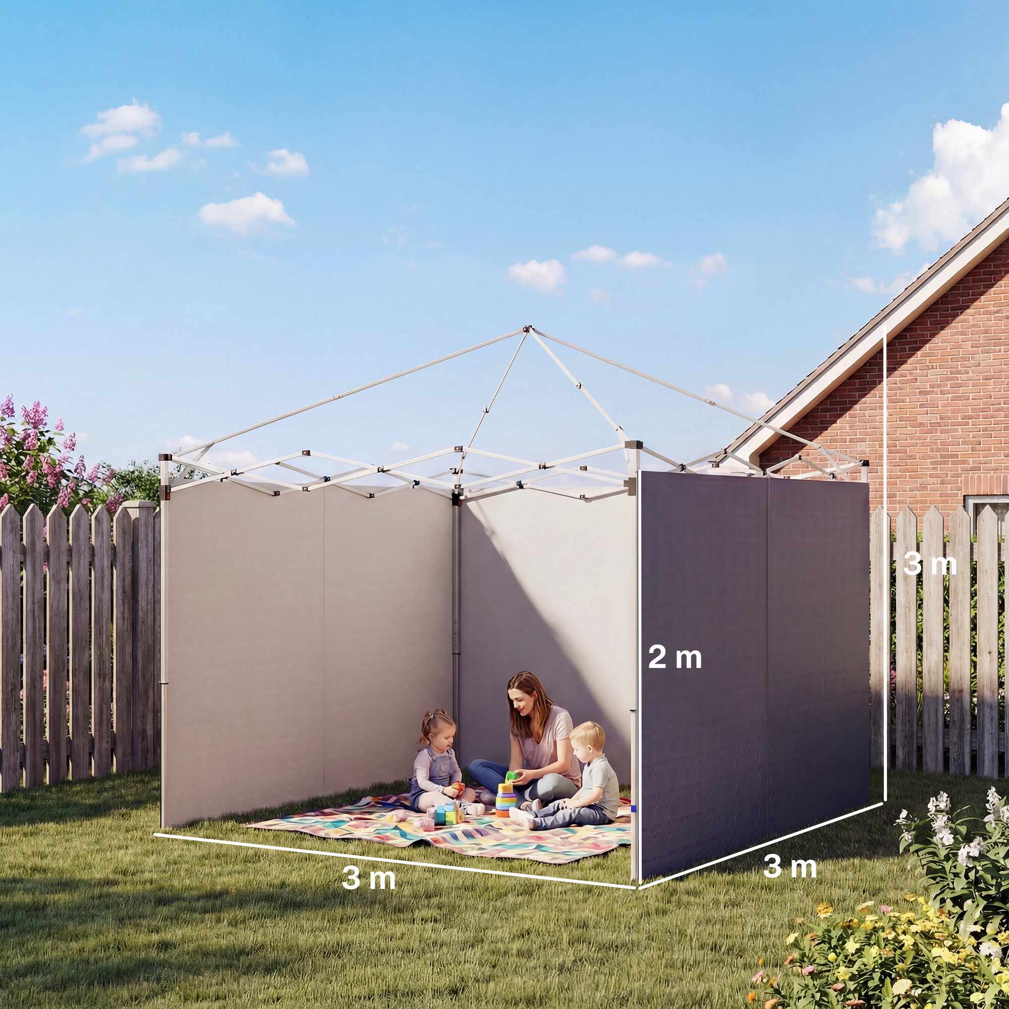 Sidoväggar till paviljonger, 3x3m, UPF 50+ Oxfordtyg