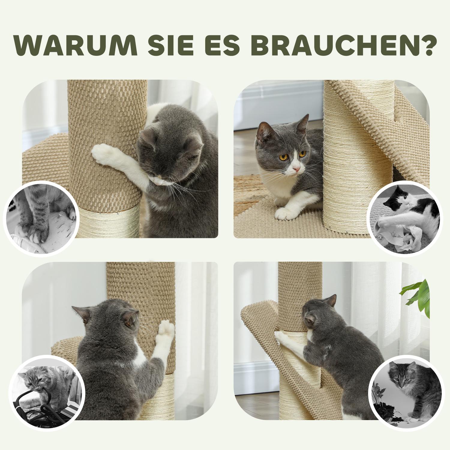 Sisal kattskrapstolpe med lekboll, inomhus, 84cm