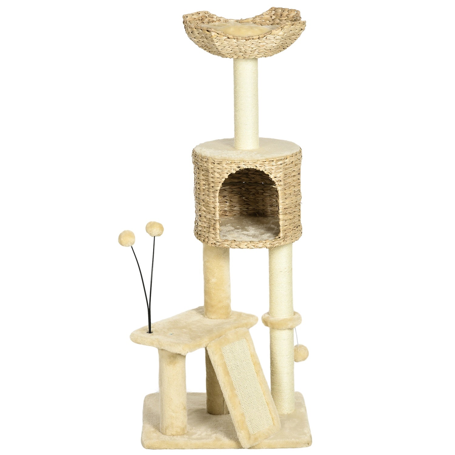 Stor Cat Sisal-skrapstolpe med grotta och lekboll
