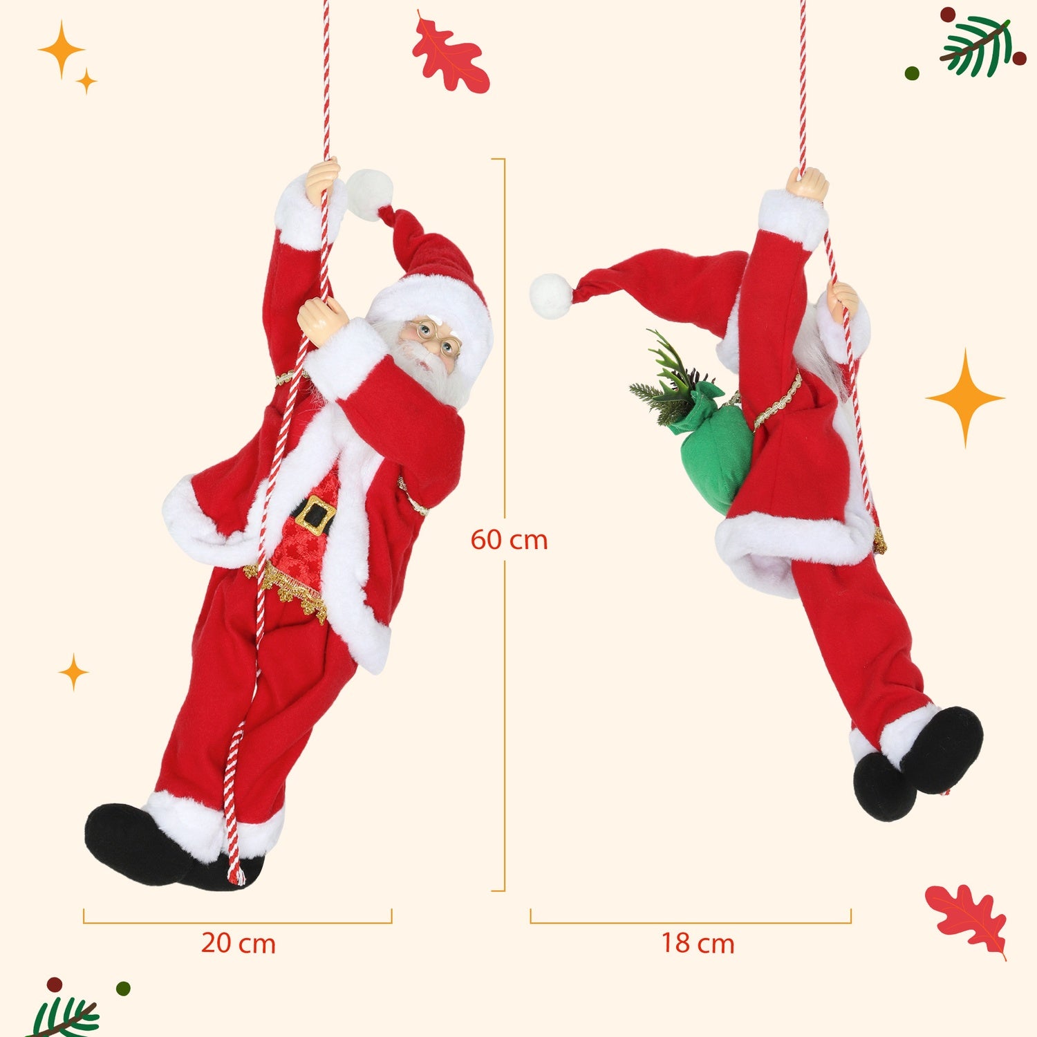 Sjungande klättertomte 60 cm med present och ljud