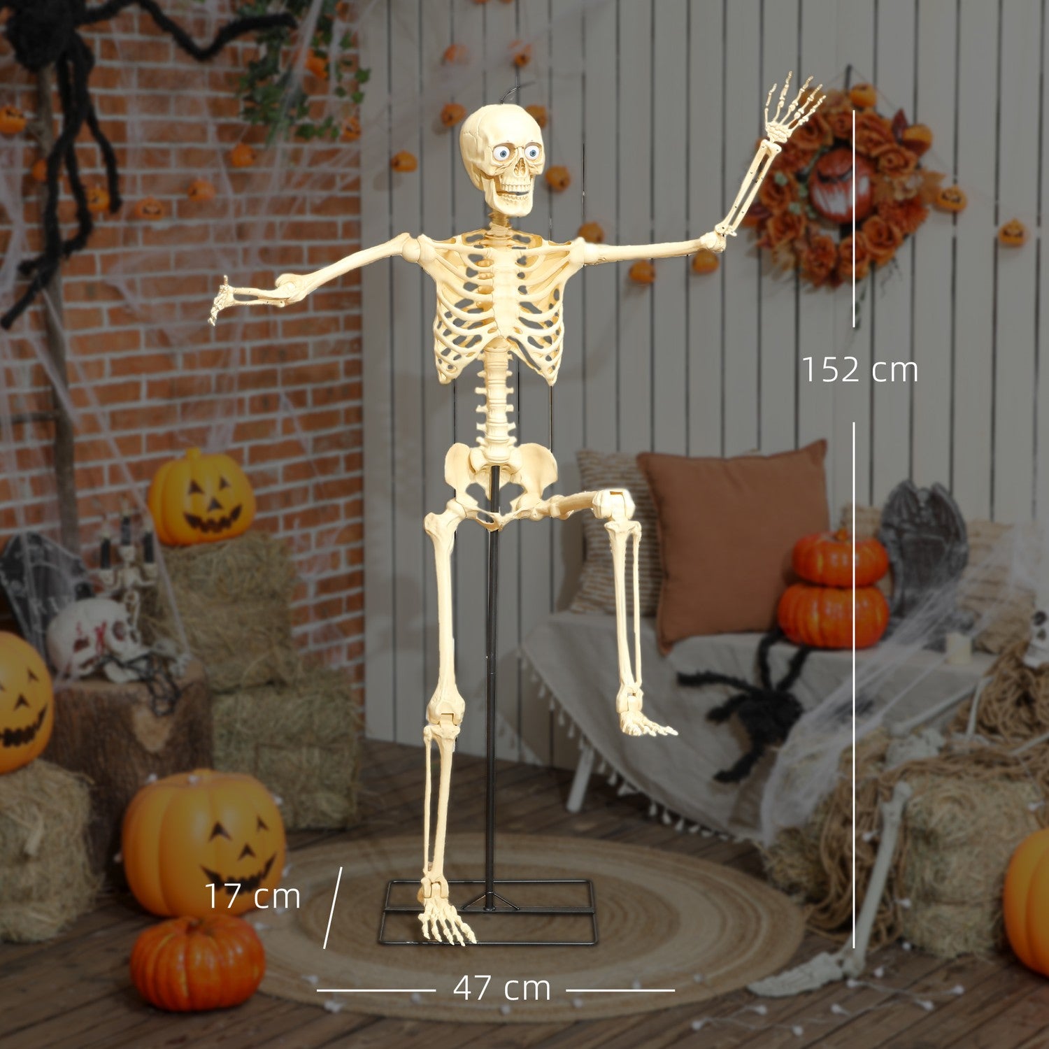 Skelettfigur, Halloweendekoration, 152 cm, Ljudaktiverad