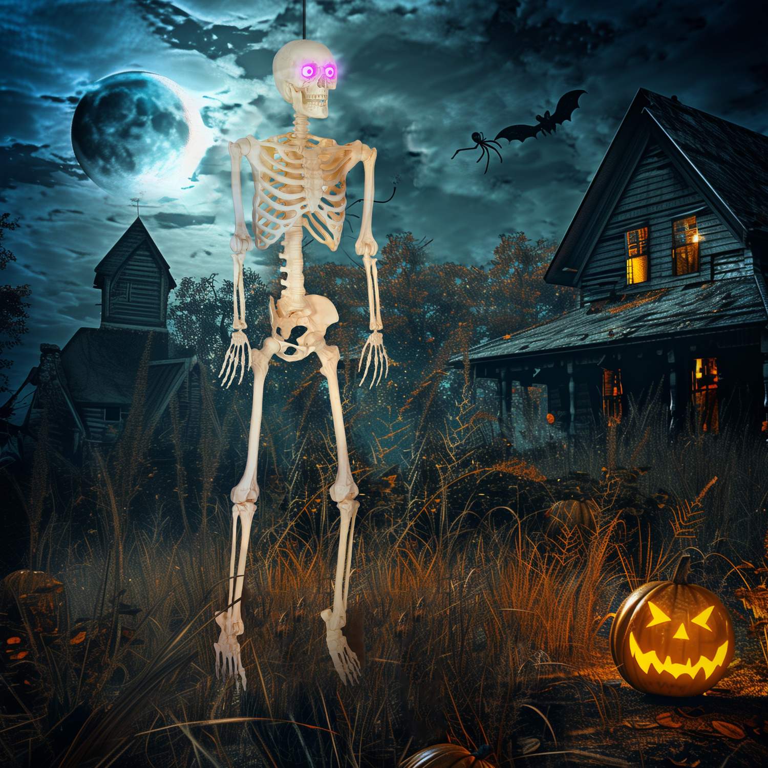 Skelettfigur, Halloweendekoration, 152 cm, Ljudaktiverad
