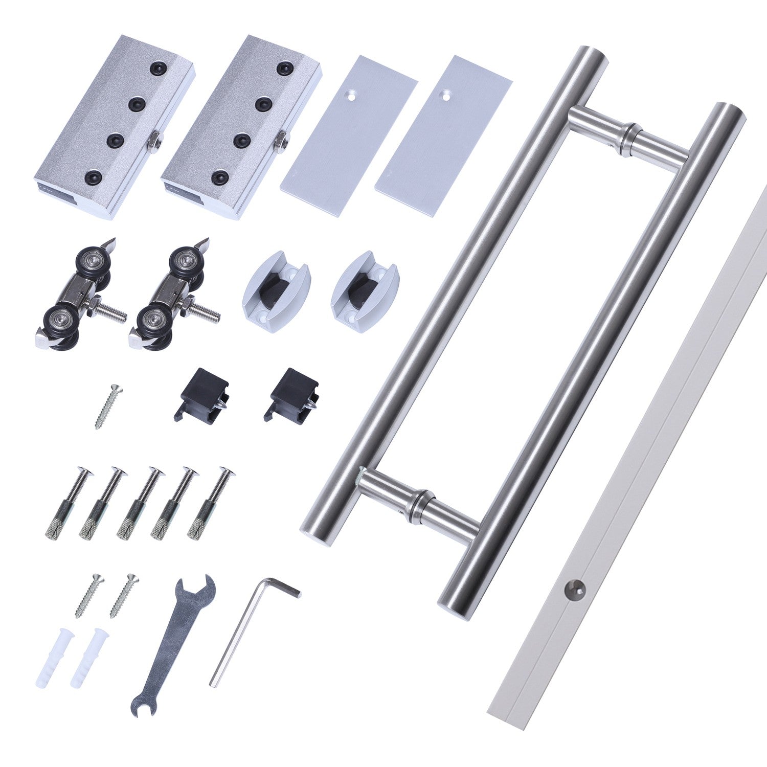 Skjutdörr i glas med randig satinfinish, 2050x900mm