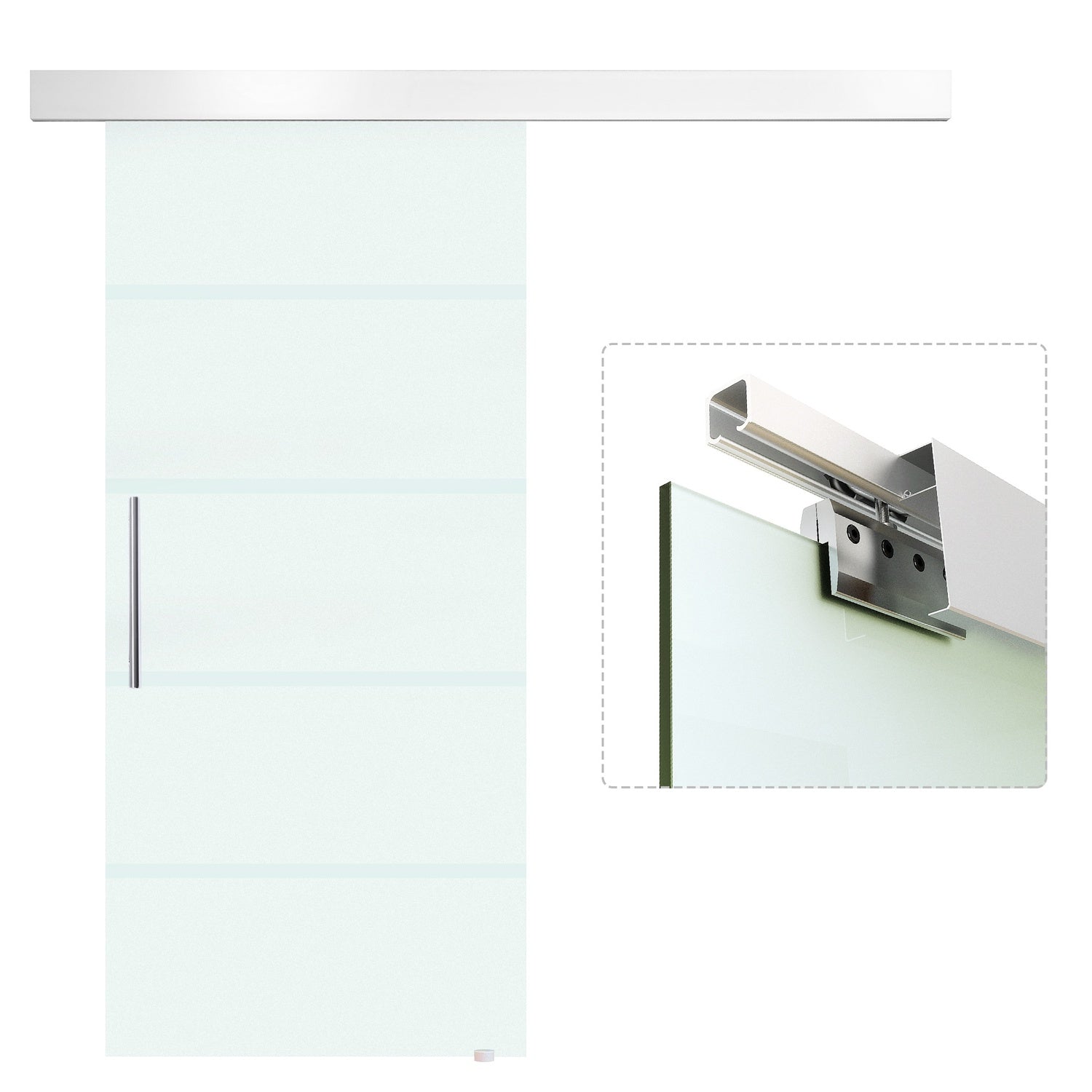 Skjutdörr i glas med randig satinfinish, 2050x900mm