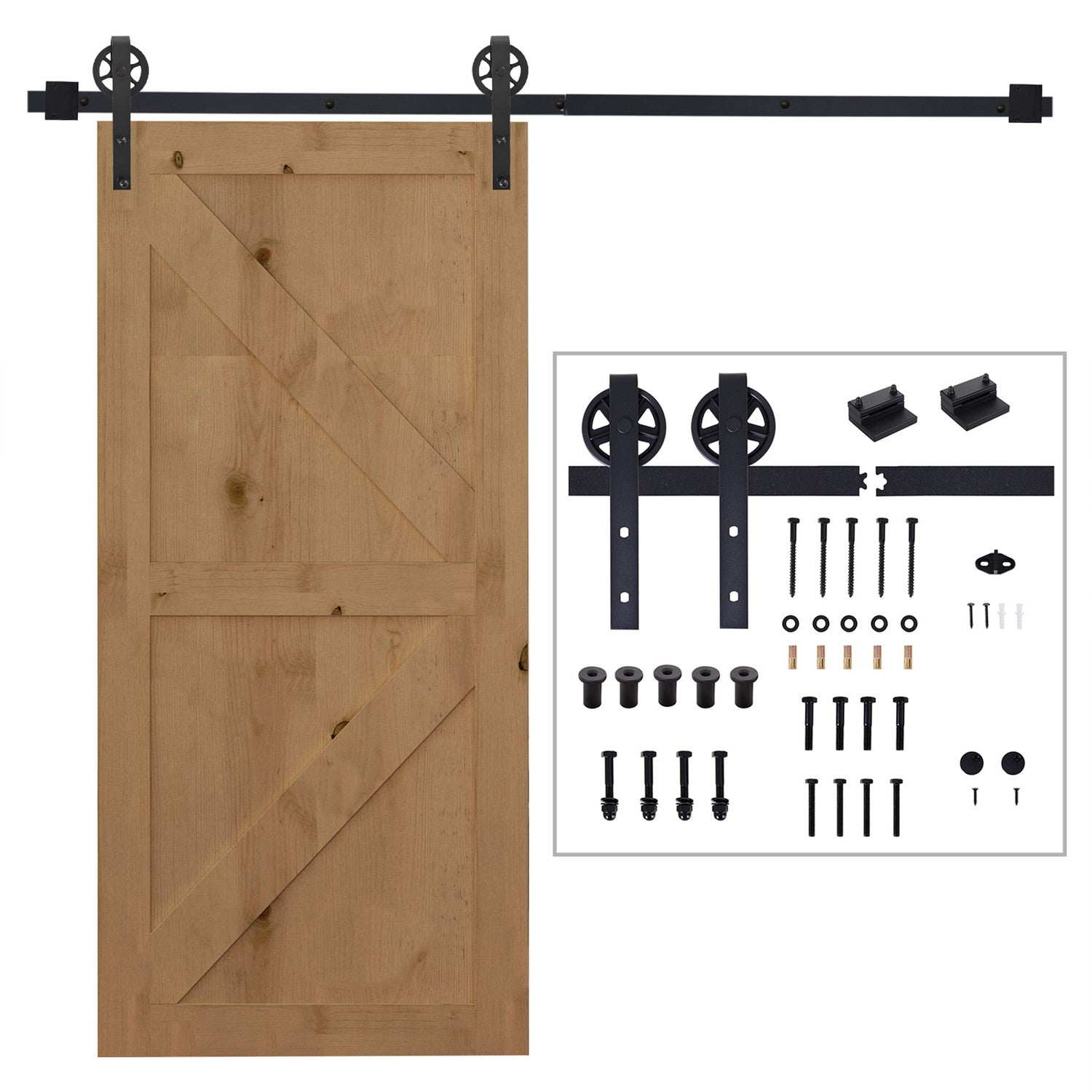 Skjutdörrsbeslagssats, svart kolstål, 200 cm skenor