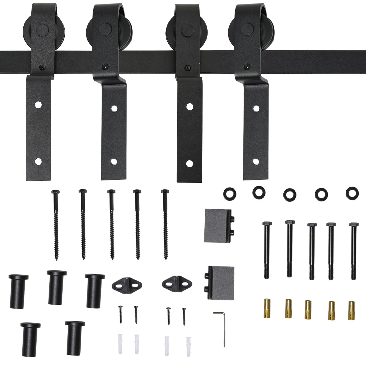 Skjutdörrsystem, kolstål, svart, 9-delat set