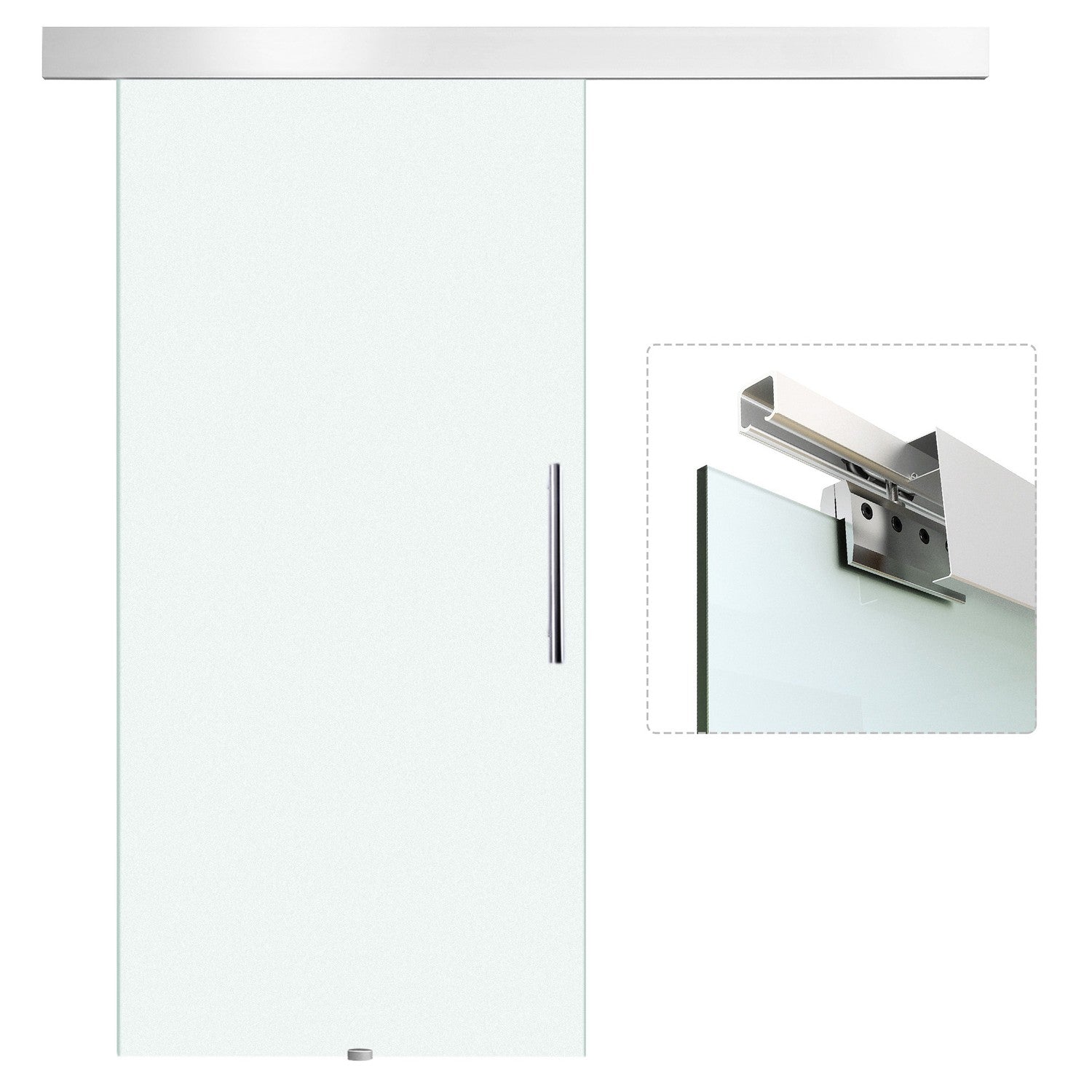 Skjutdörr i glas med handtag, satinfinish, 102,5x205 Cm