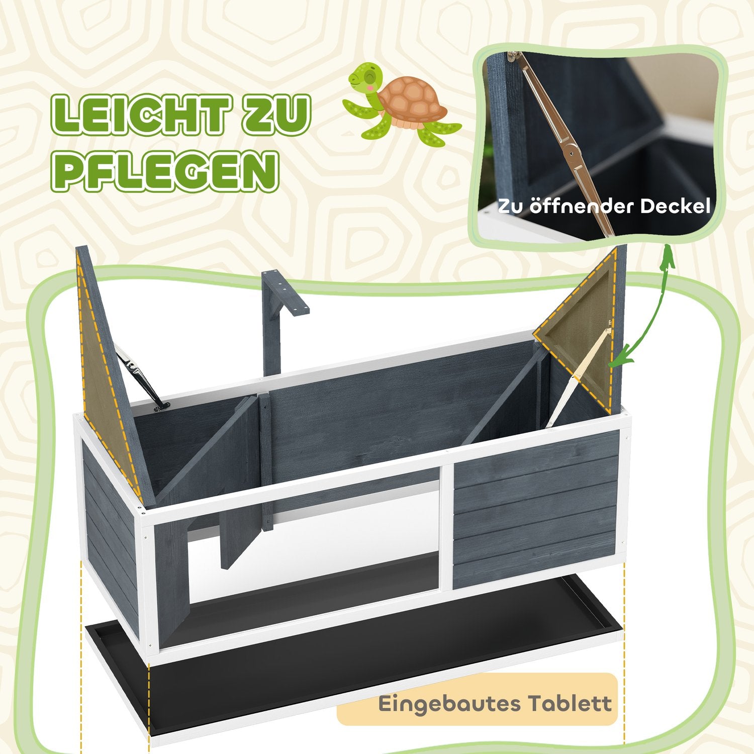 Sköldpaddsskåp i trä med gångjärnslock – 120x50x40 cm