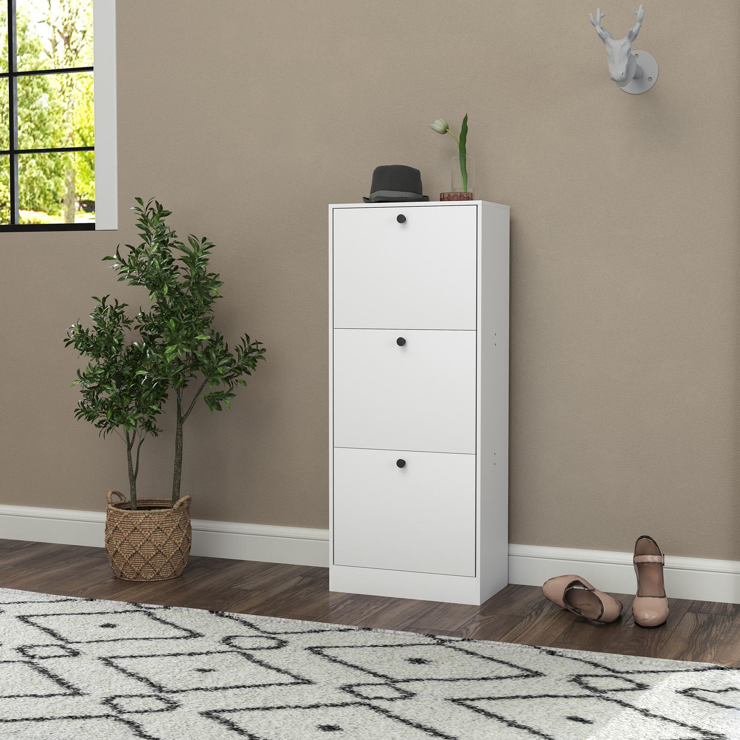 Skoskåp med 3 klaffar, justerbart för 12 par