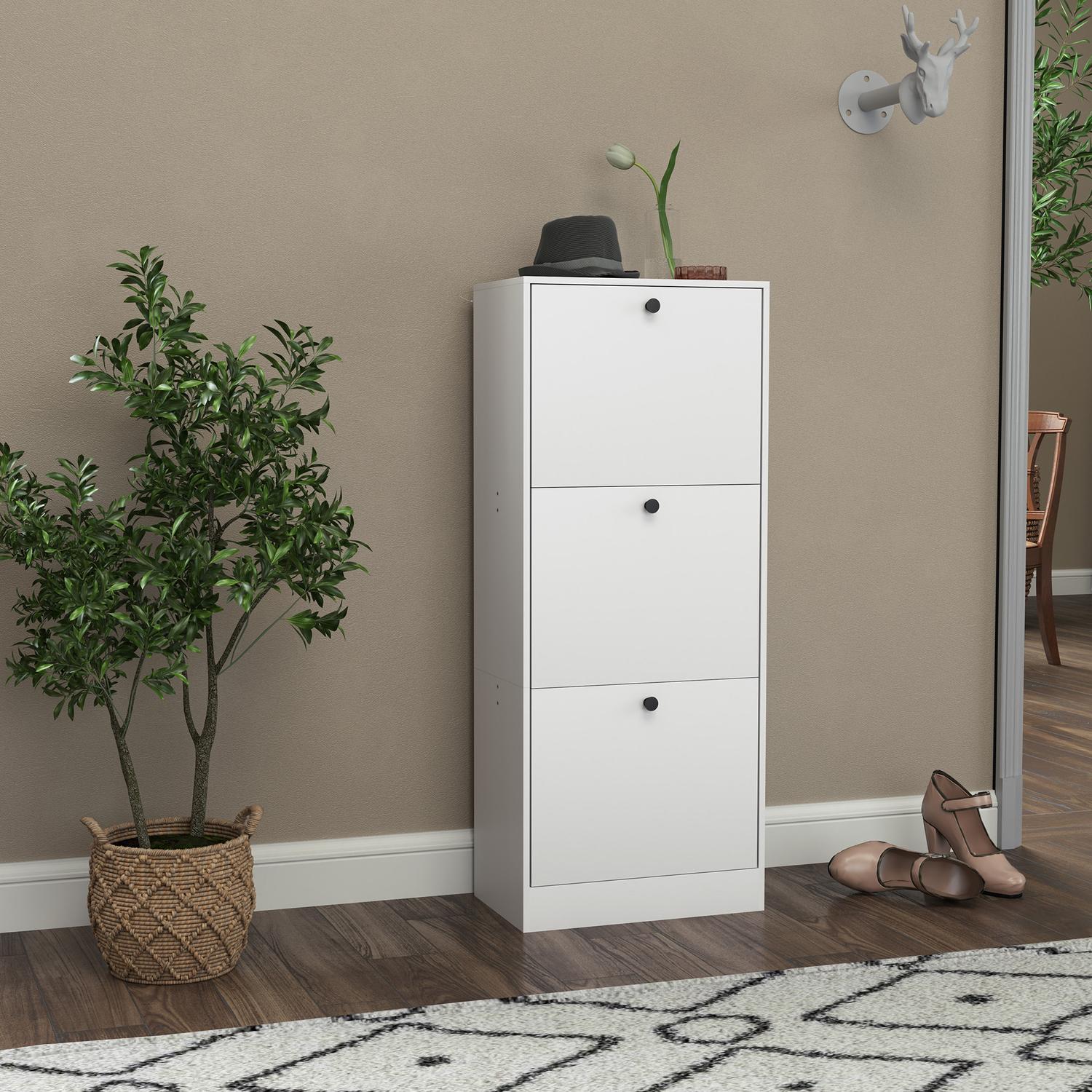 Skoskåp med 3 klaffar, justerbart för 12 par